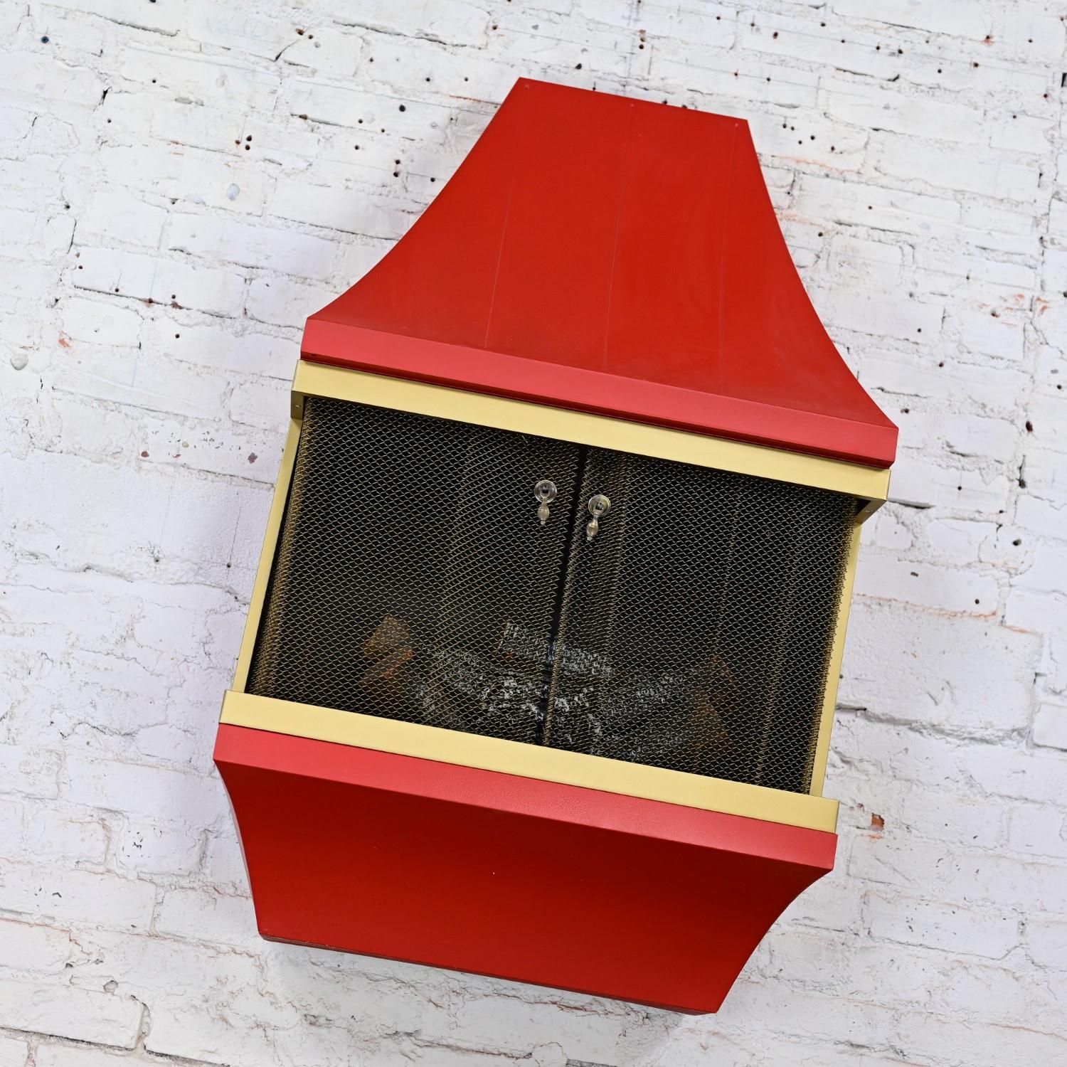 Chimenea eléctrica MCM Naranja con adornos dorados Atribuida Casa Estilo Montgomery Ward en venta 1