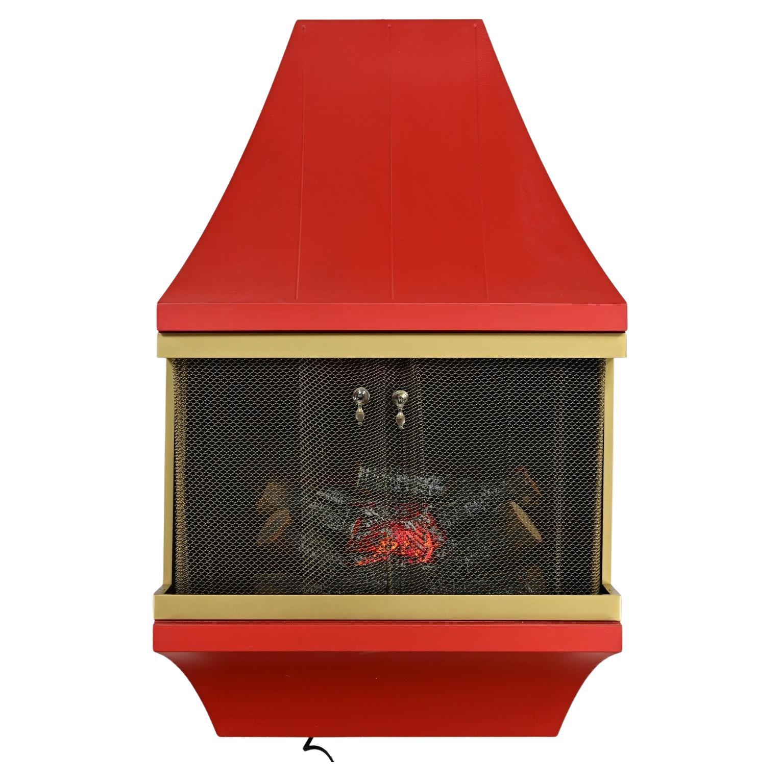 Chimenea eléctrica MCM Naranja con adornos dorados Atribuida Casa Estilo Montgomery Ward en venta