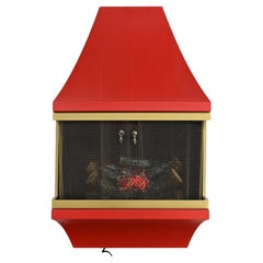 Used MCM Electric Fireplace Orange w Gold Trim Attributed Montgomery Ward Style House