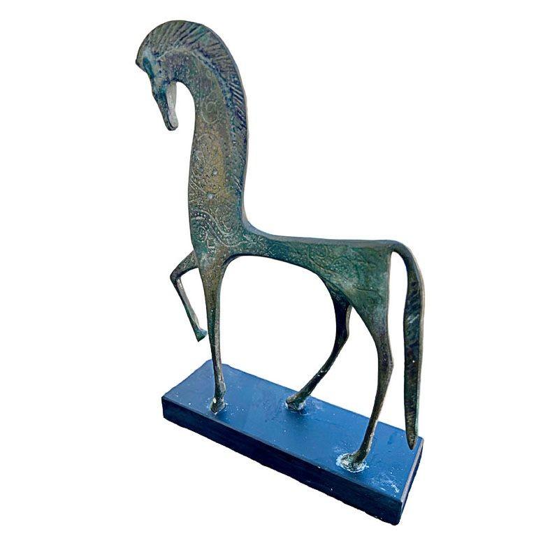 Mid-20th Century MCM Etruscan Trojan Horse Sculpture Attributed to Frederick Weinberg