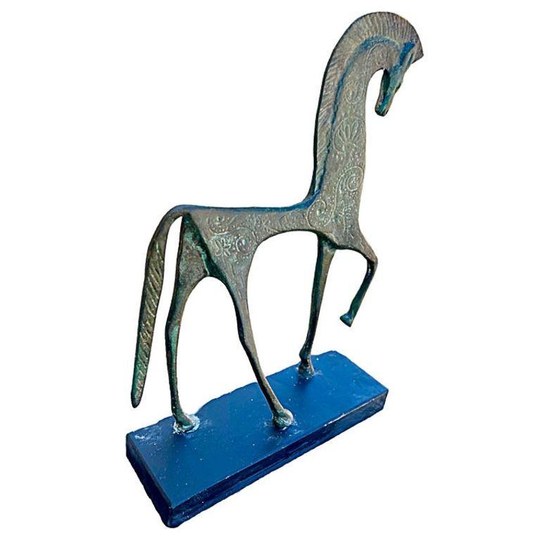 Bronze MCM Etruscan Trojan Horse Sculpture Attributed to Frederick Weinberg