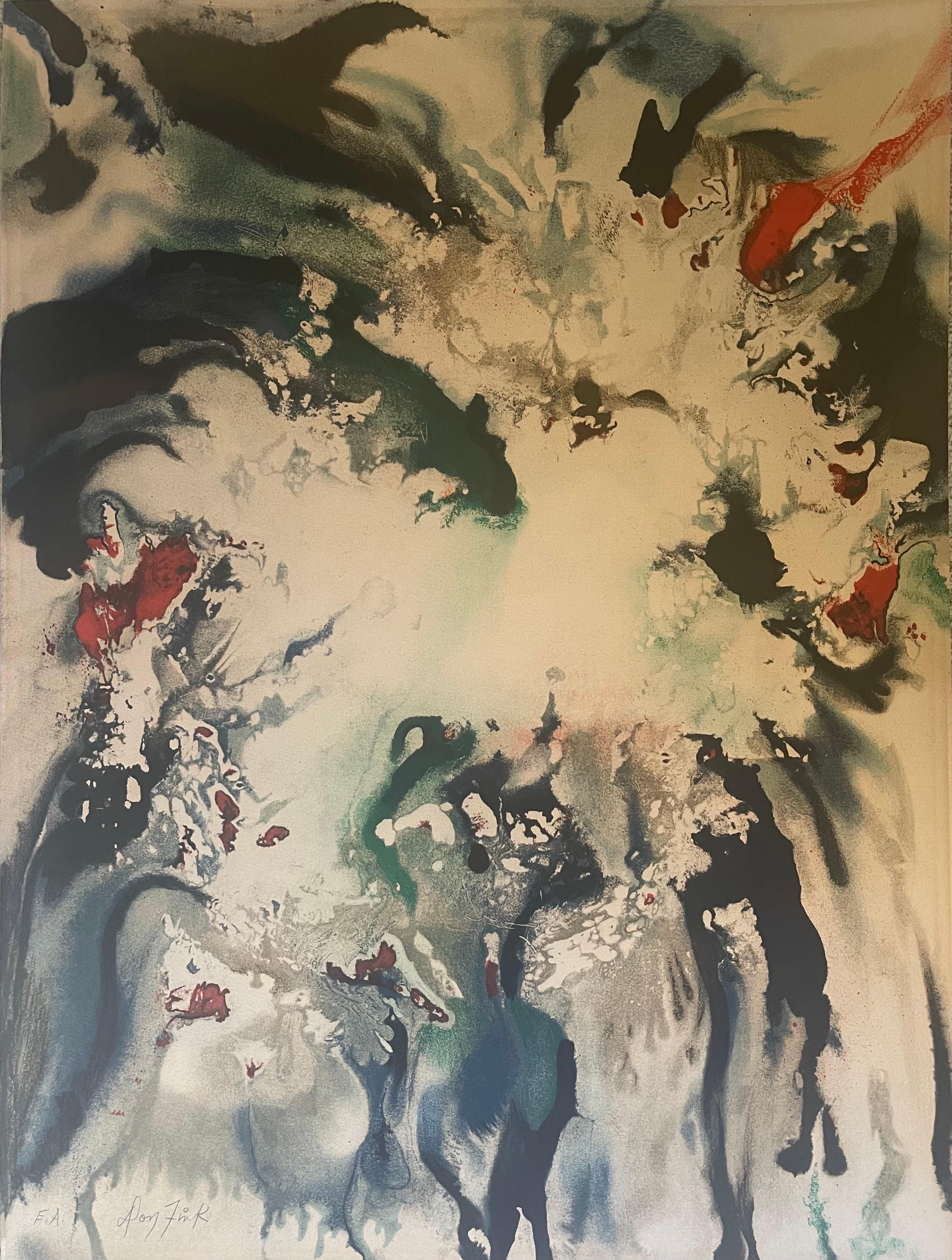 Abstrakte MCM-Lithographie des Expressionismus von Don Fink (Moderne der Mitte des Jahrhunderts) im Angebot