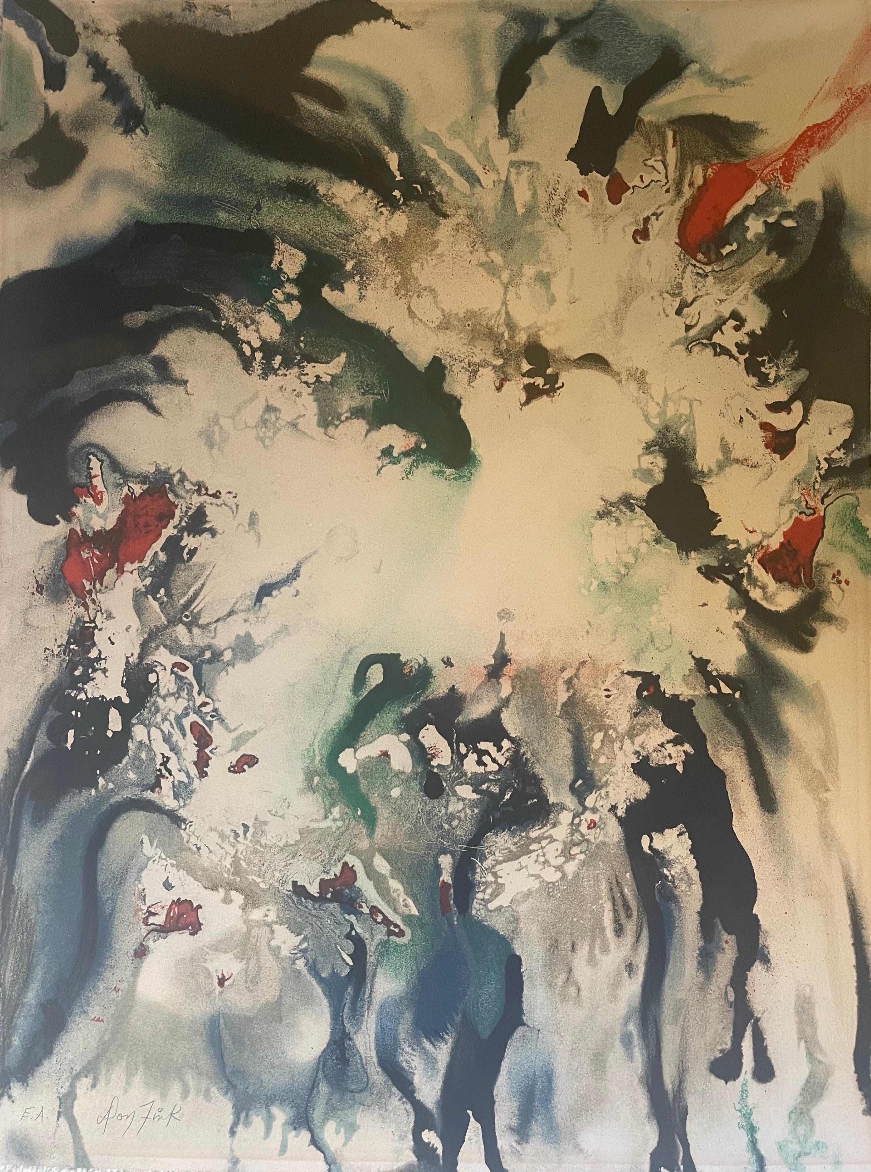 Abstrakte MCM-Lithographie des Expressionismus von Don Fink (Nordamerikanisch) im Angebot