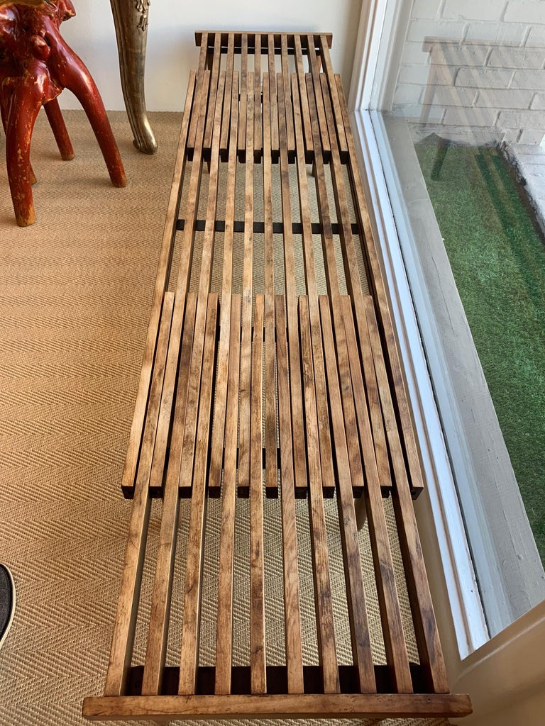 MCM Extending Slatted Wood Bench Table by John Keal at 1stDibs