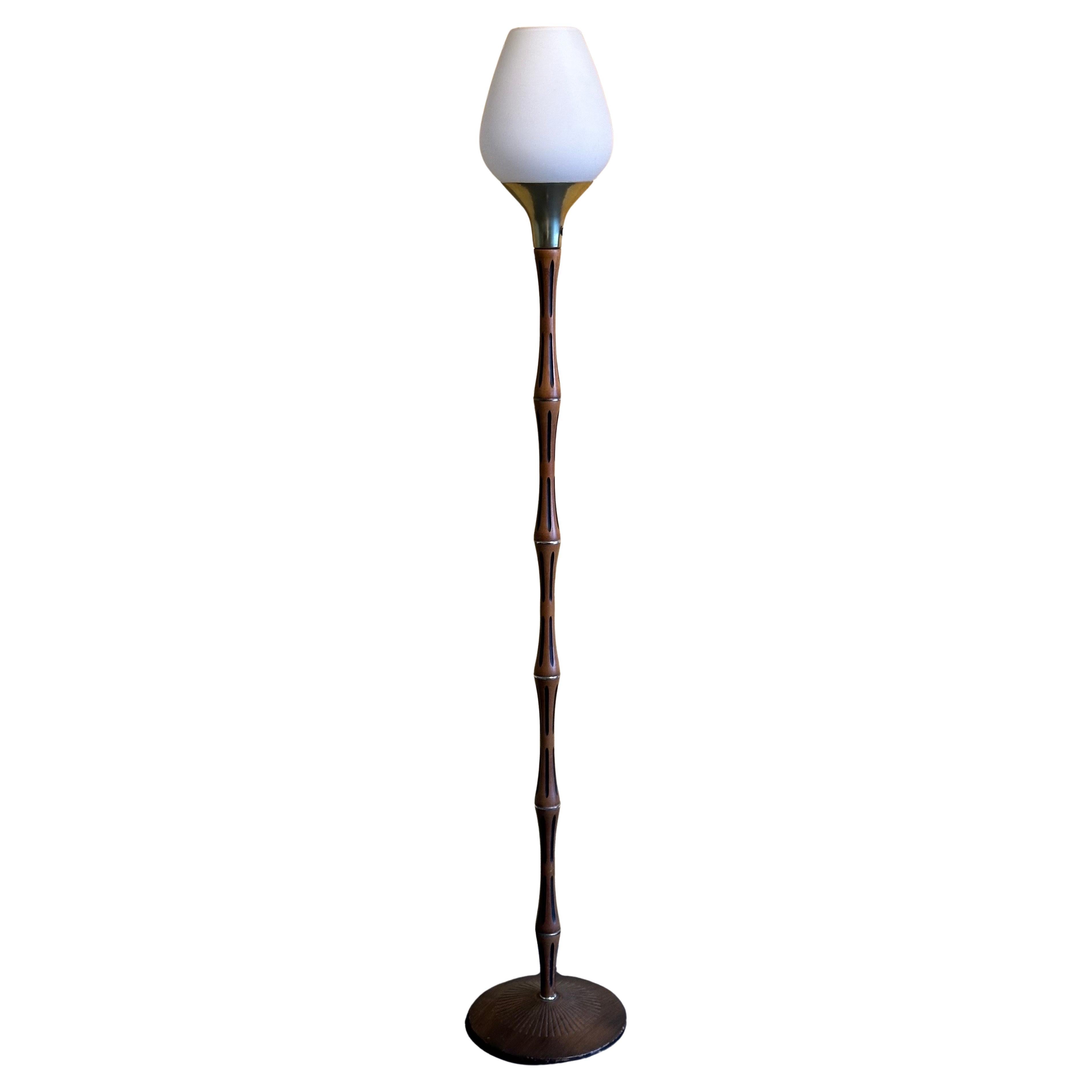 Lampadaire sculptural en faux bambou MCM