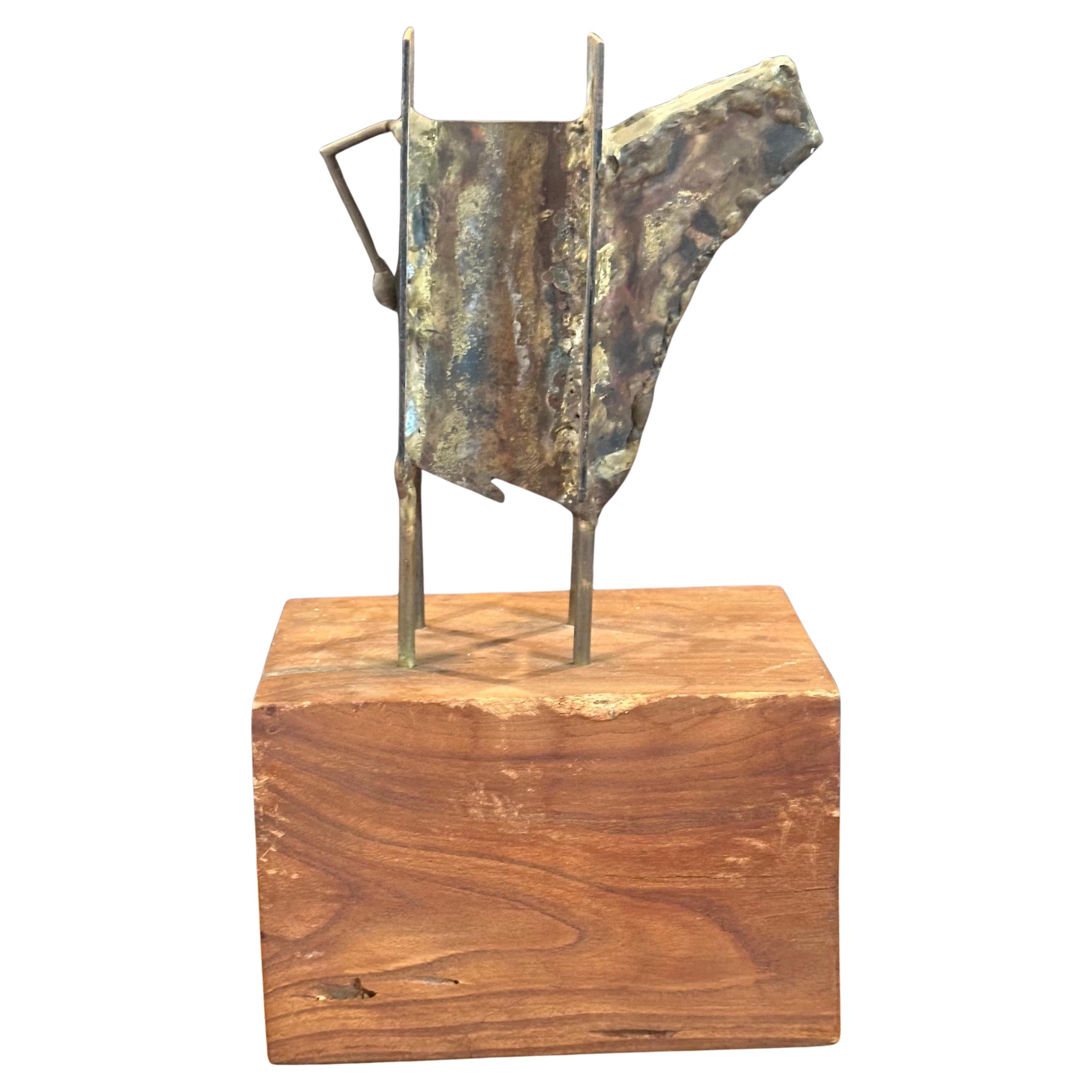 Mid-Century Modern MCM Figural Sculpture on Walnut Base Entitled 