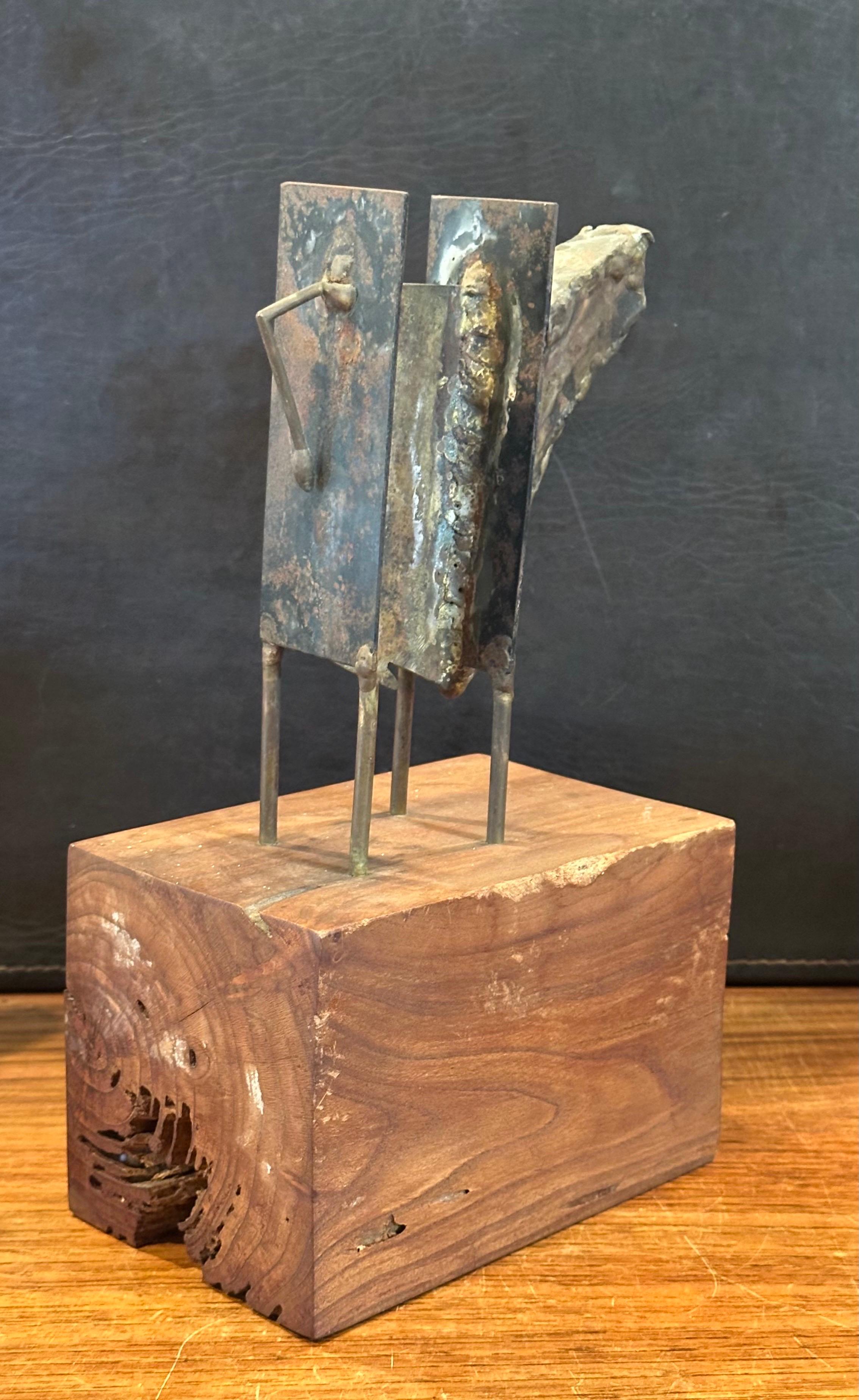 Bronze MCM Figural Sculpture on Walnut Base Entitled 