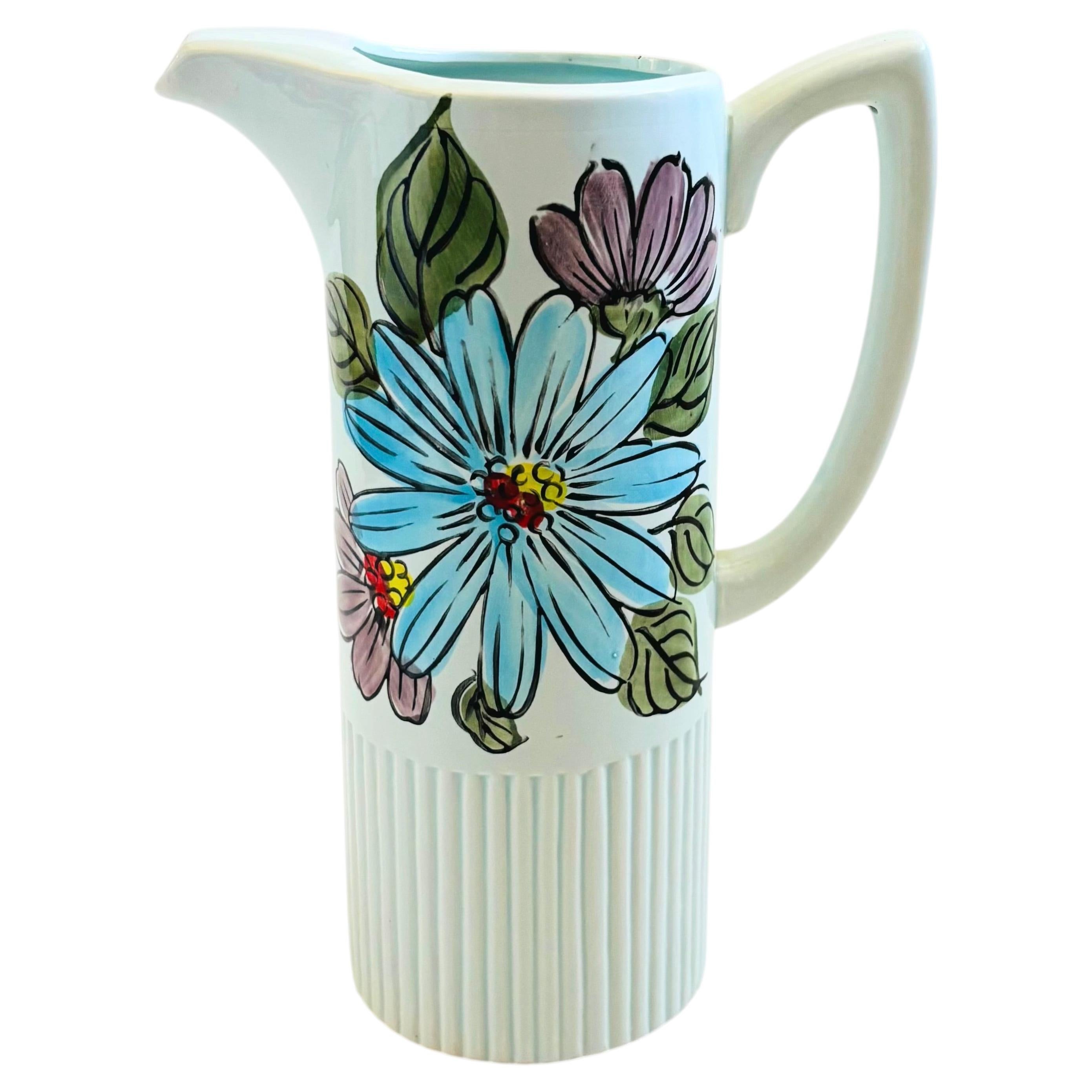 MCM Floral Porcelain Pitcher by Lego, Japan For Sale