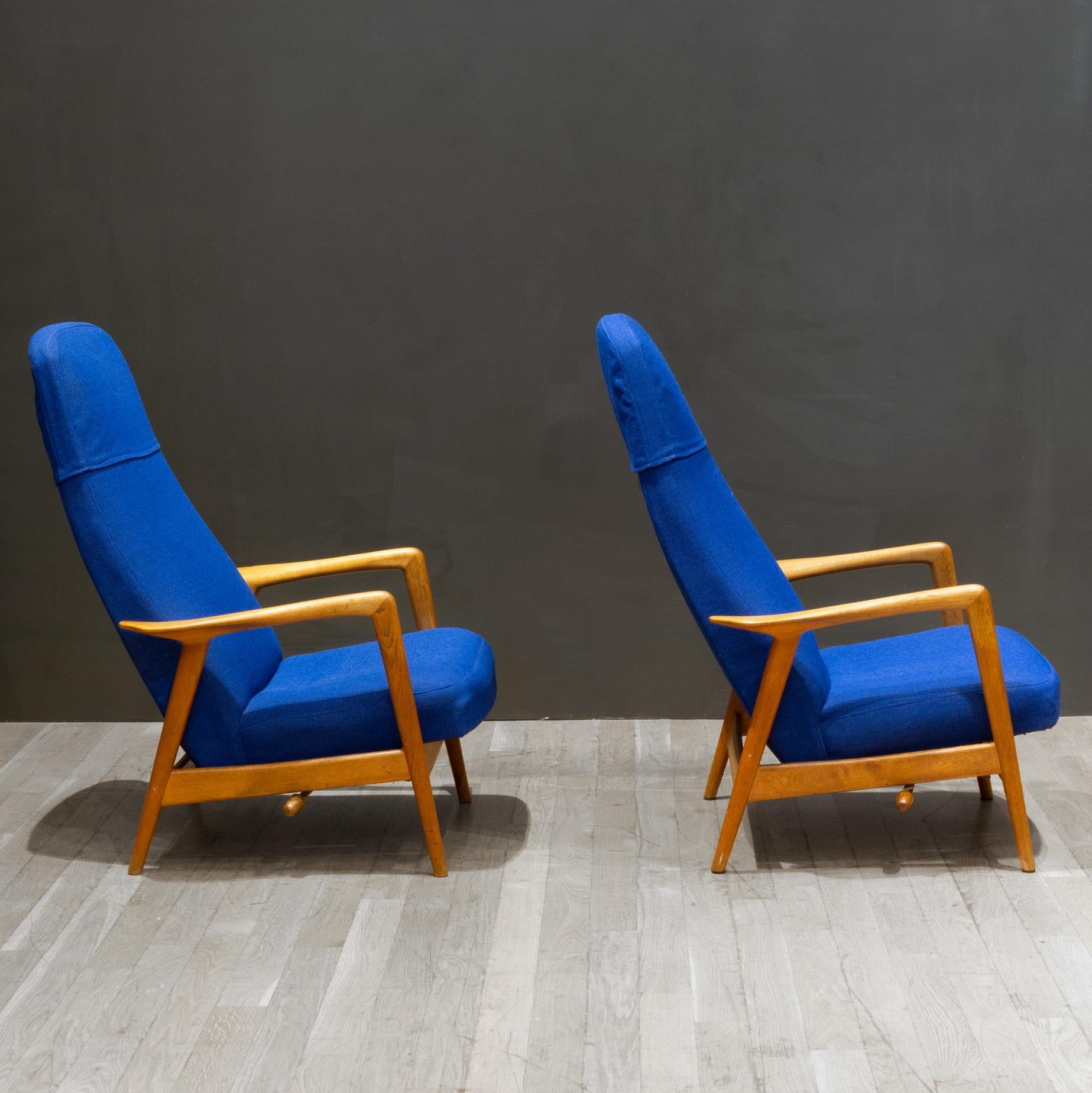 Swedish MCM Folke Ohlsson for DUX Reclining Lounge Chairs and Adjustable Ottomans C.1960