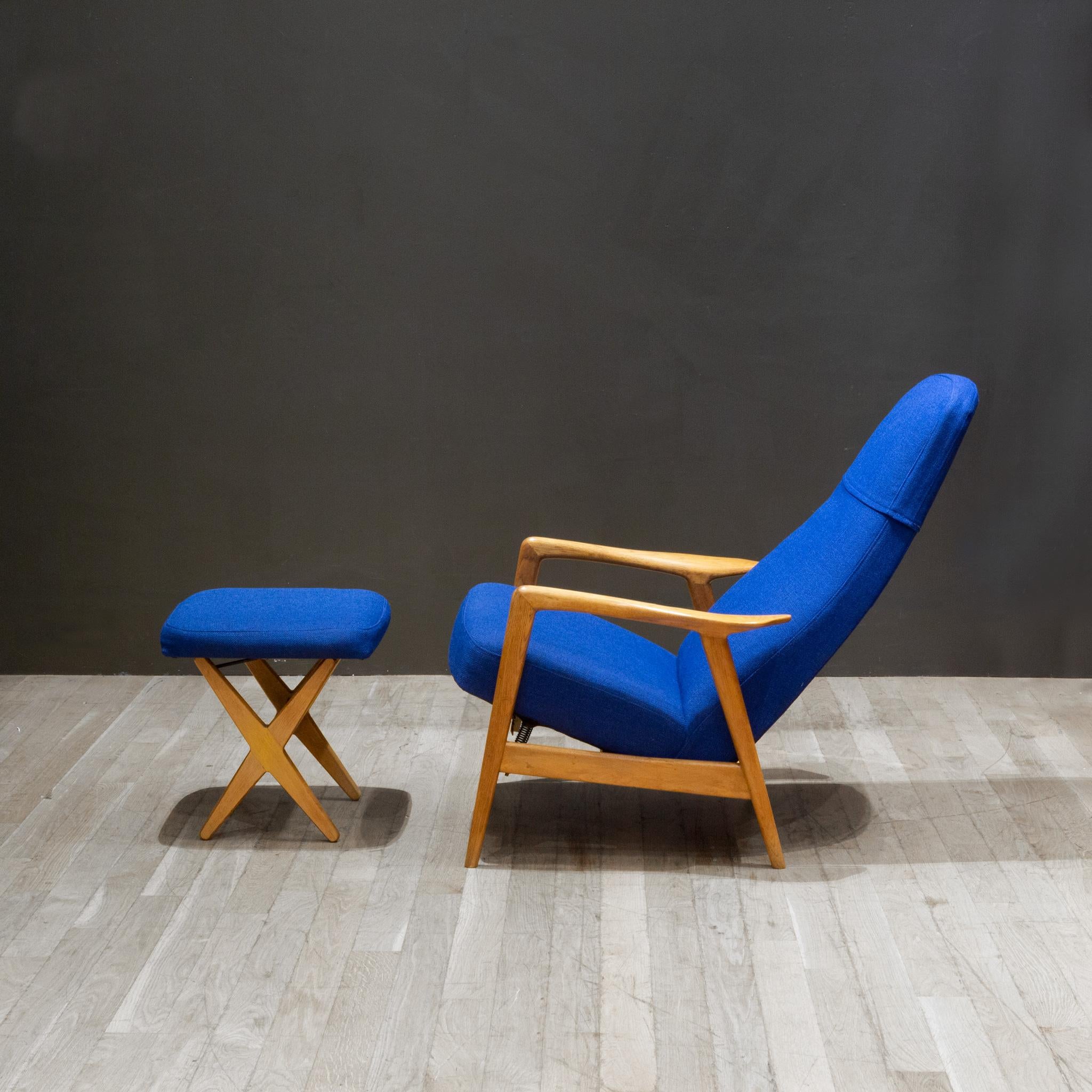 Tissu MCM Folke Ohlsson pour DUX Fauteuils de salon inclinables et poufs réglables C.1960 en vente