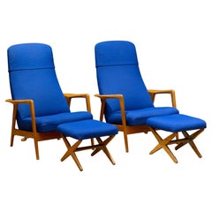 MCM Folke Ohlsson for DUX Reclining Lounge Chairs and Adjustable Ottomans C.1960