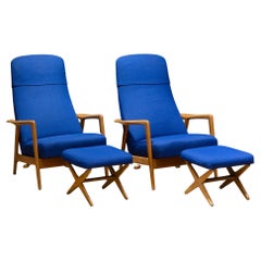 MCM Folke Ohlsson for DUX Reclining Lounge Chairs and Adjustable Ottomans C.1960