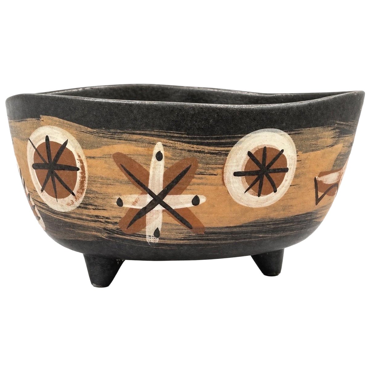 Cuenco con pie MCM Studio Pottery de Richard Saar, motivo atómico, firmado en venta