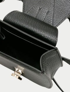 McM Milano Black Leather Belt Bag with Gold Chain Detail