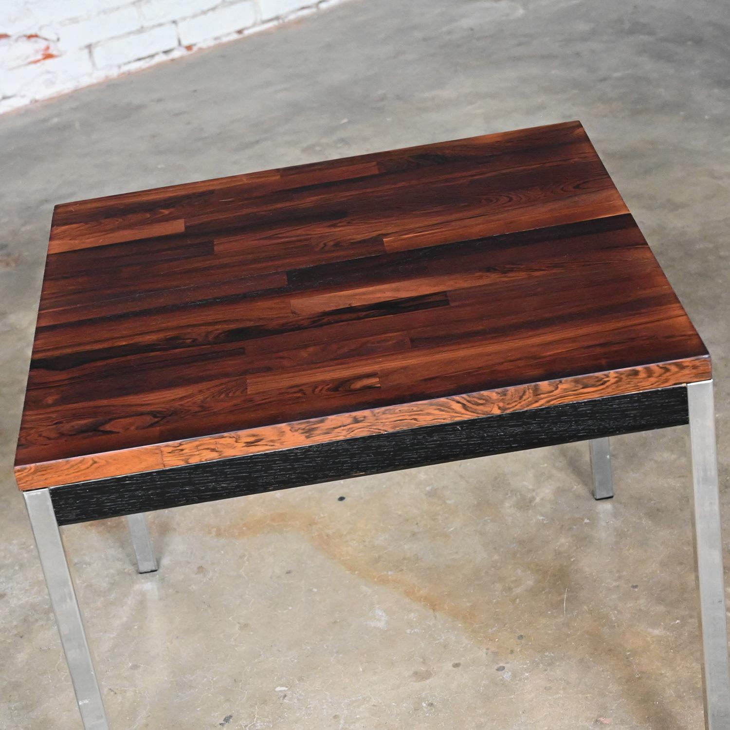 Chrome Table d'appoint MCM Founders Furniture en ébène et bois de rose chromé CDP#47133 David Parmelee en vente