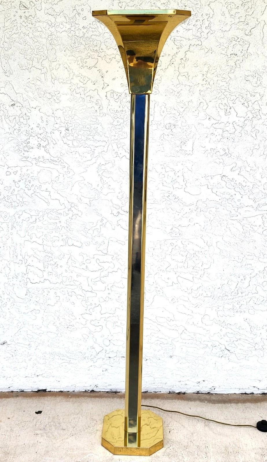 Mid-Century Modern MCM Fredrick Ramond Style Brass & Chrome Floor Lamp For Sale
