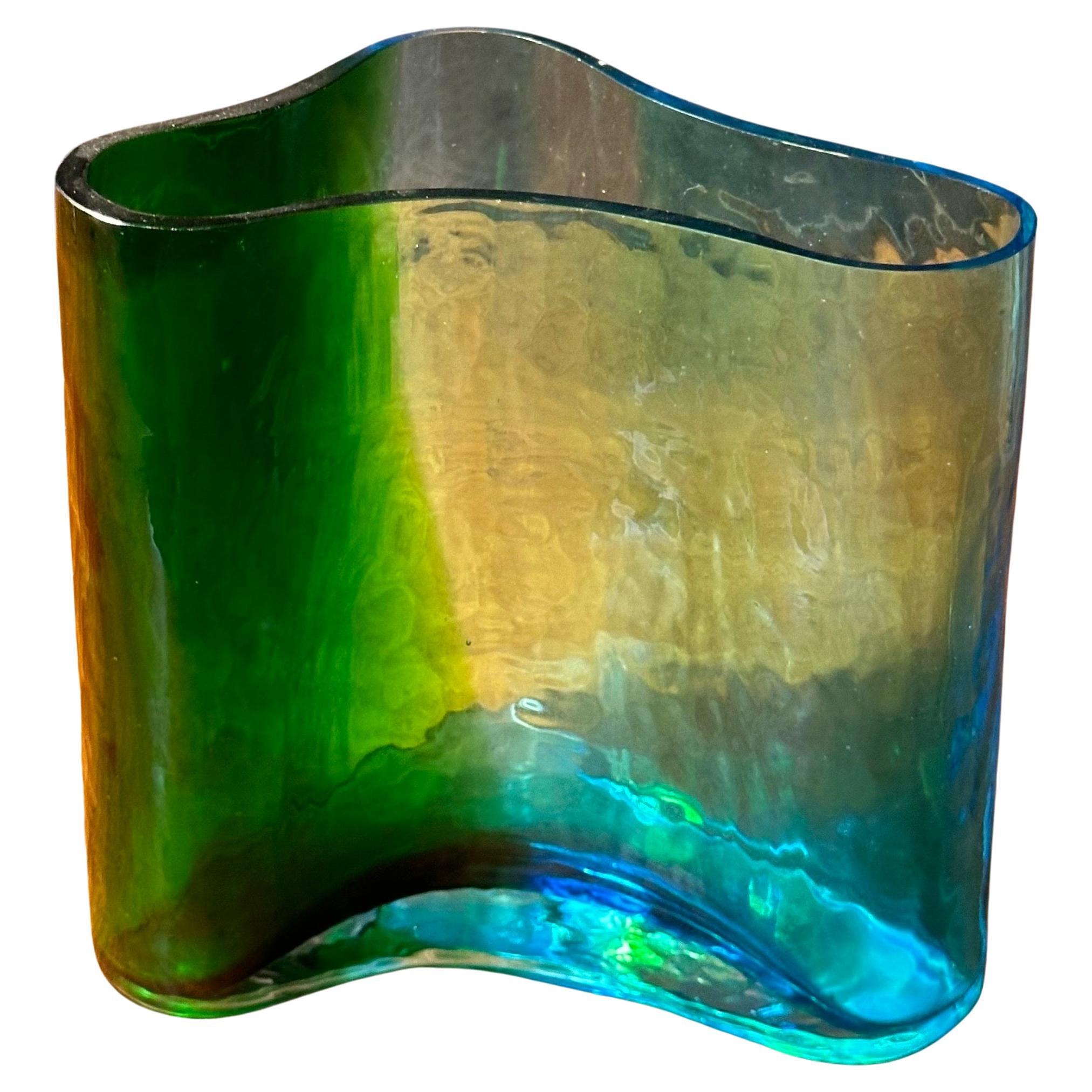 Swedish MCM Free Form Art Glass Vase in the Style of Alvar Aalto
