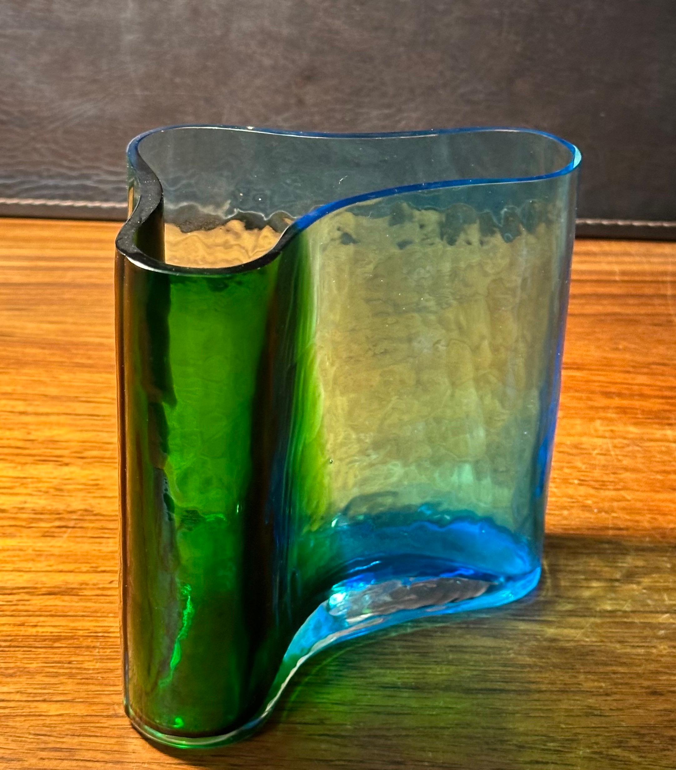 20th Century MCM Free Form Art Glass Vase in the Style of Alvar Aalto