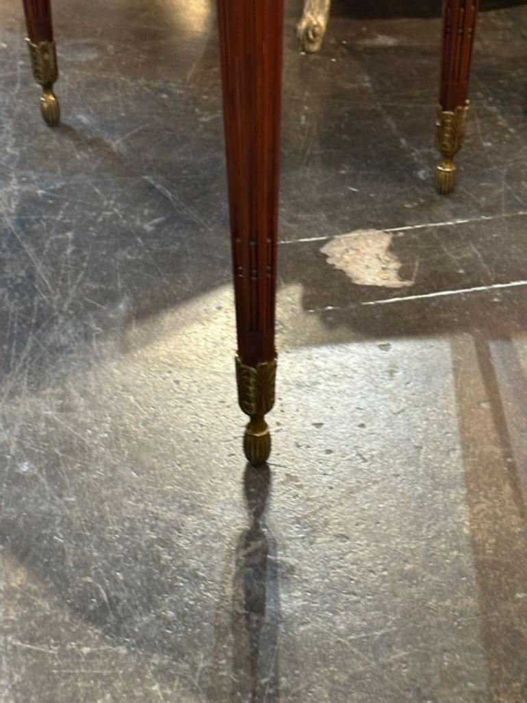 MCM French Empire Style Mahogany Inlaid Bouilotte Table For Sale 1