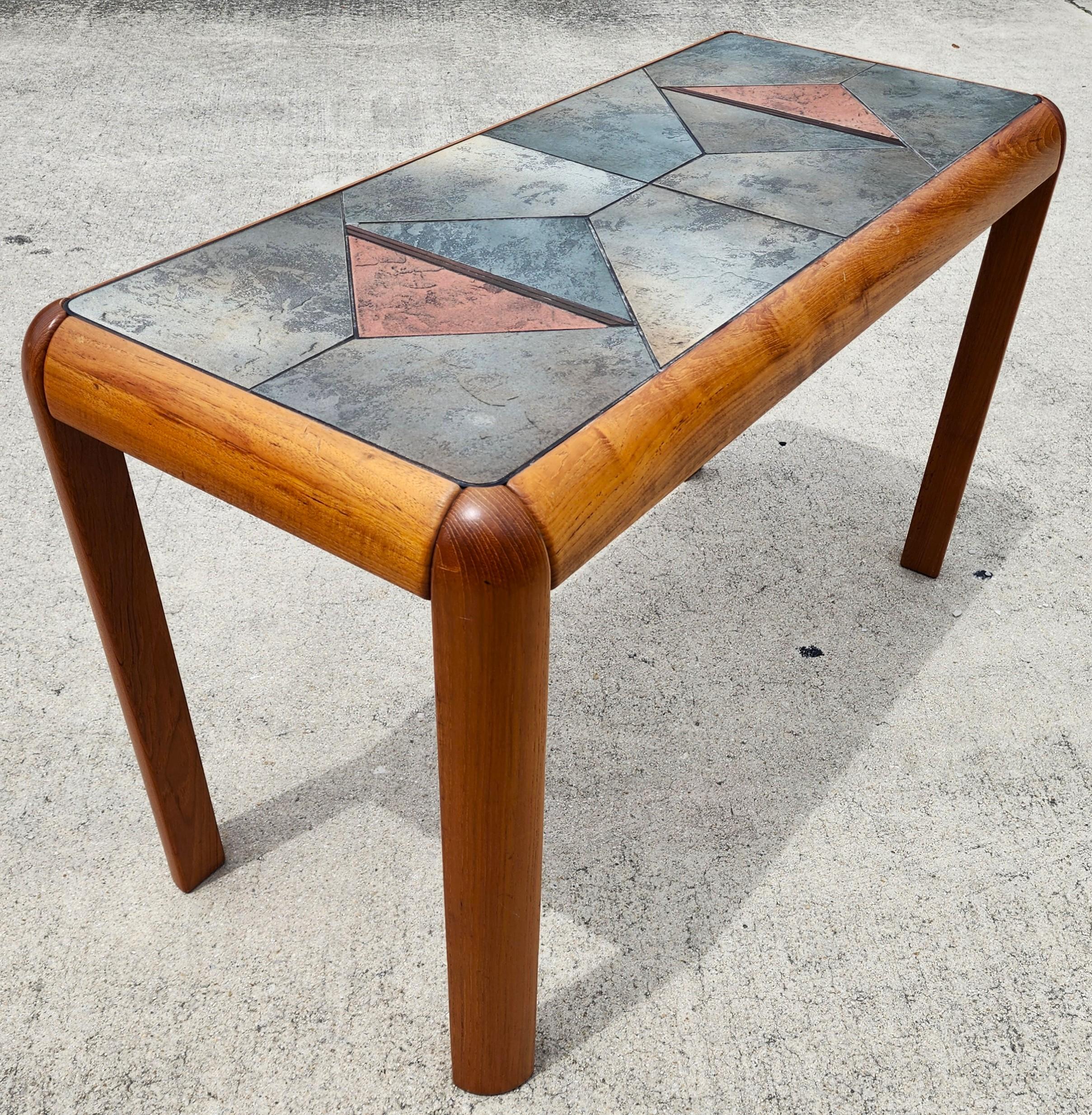 MCM Gangsø Møbler Slate Tile & Teak Console Table 1970s Danish Modern For Sale 5