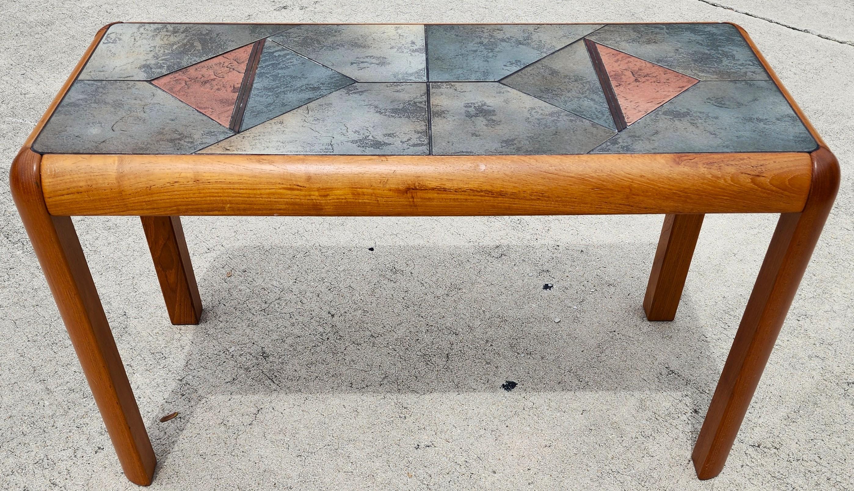 MCM Gangsø Møbler Slate Tile & Teak Console Table 1970s Danish Modern For Sale 6