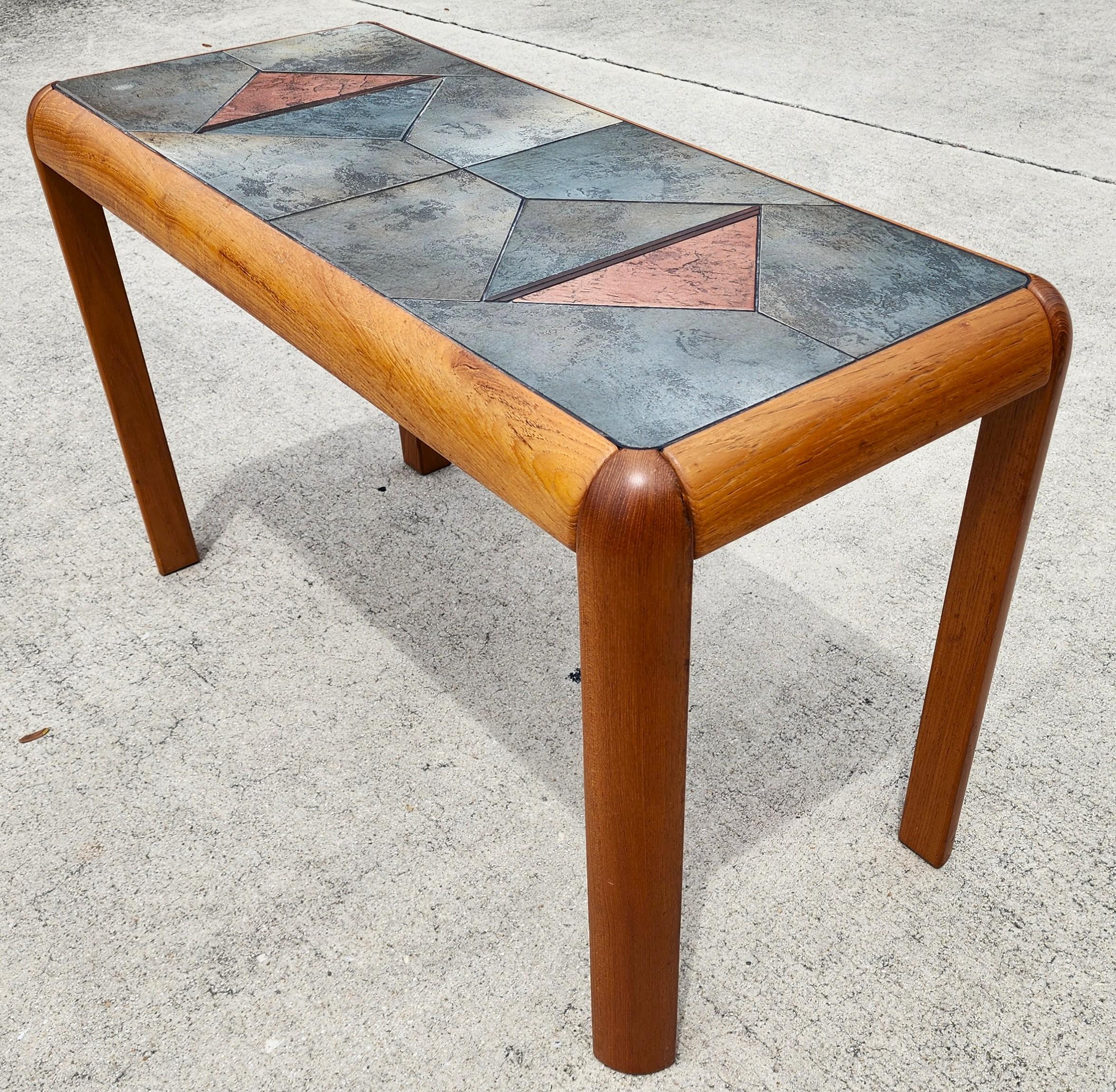 MCM Gangsø Møbler Slate Tile & Teak Console Table 1970s Danish Modern For Sale 7