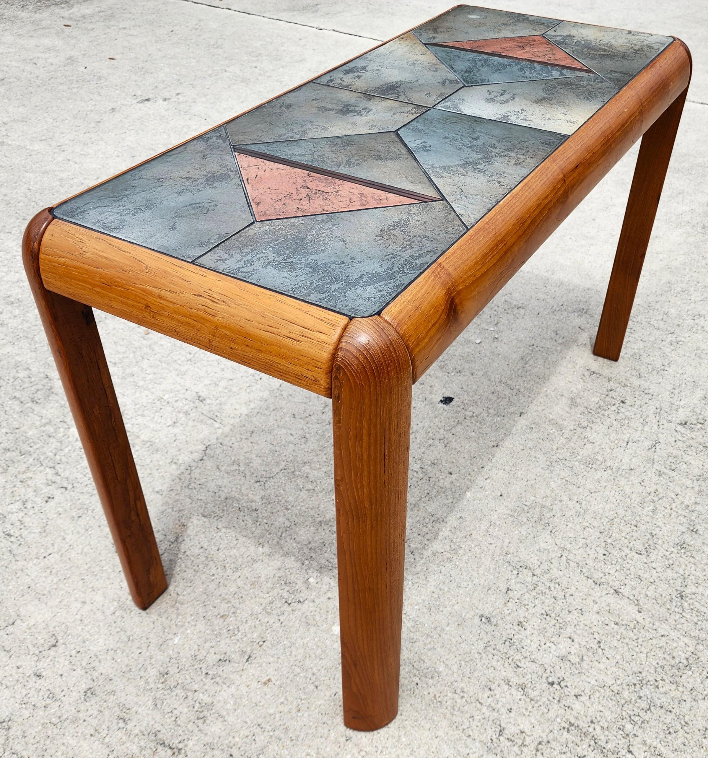MCM Gangsø Møbler Slate Tile & Teak Console Table 1970s Danish Modern For Sale 9