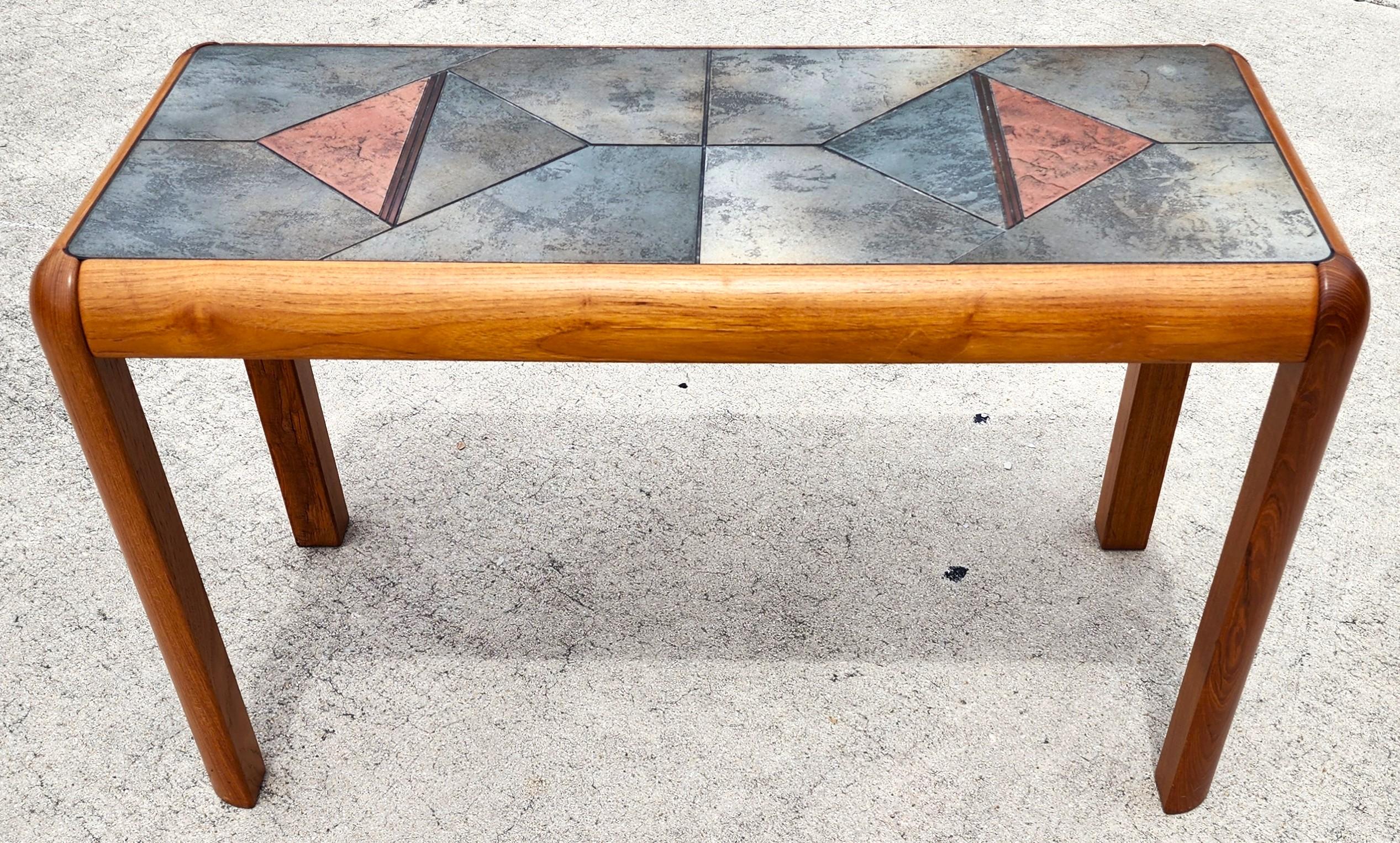 Mid-Century Modern MCM Gangsø Møbler Slate Tile & Teak Console Table 1970s Danish Modern For Sale