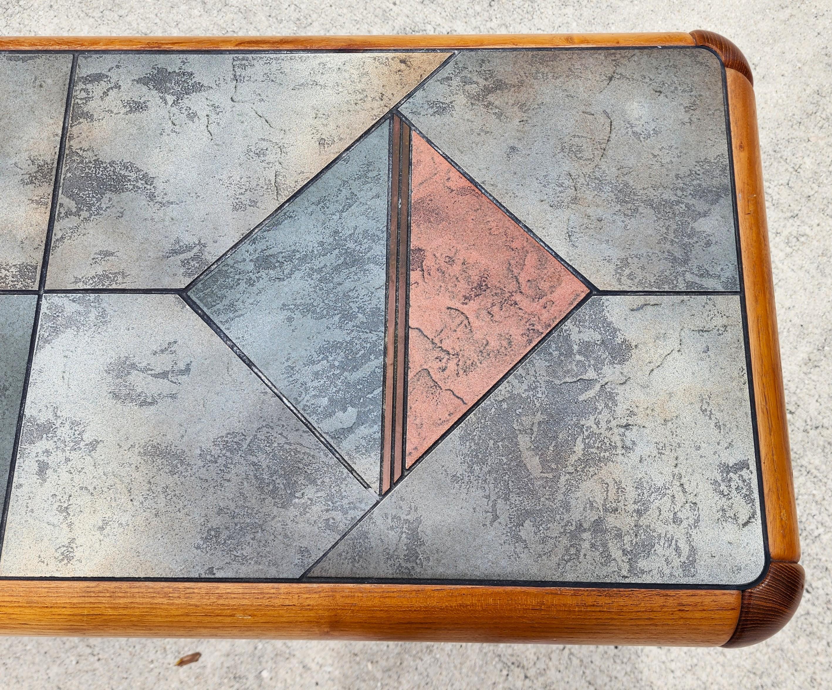 Late 20th Century MCM Gangsø Møbler Slate Tile & Teak Console Table 1970s Danish Modern For Sale