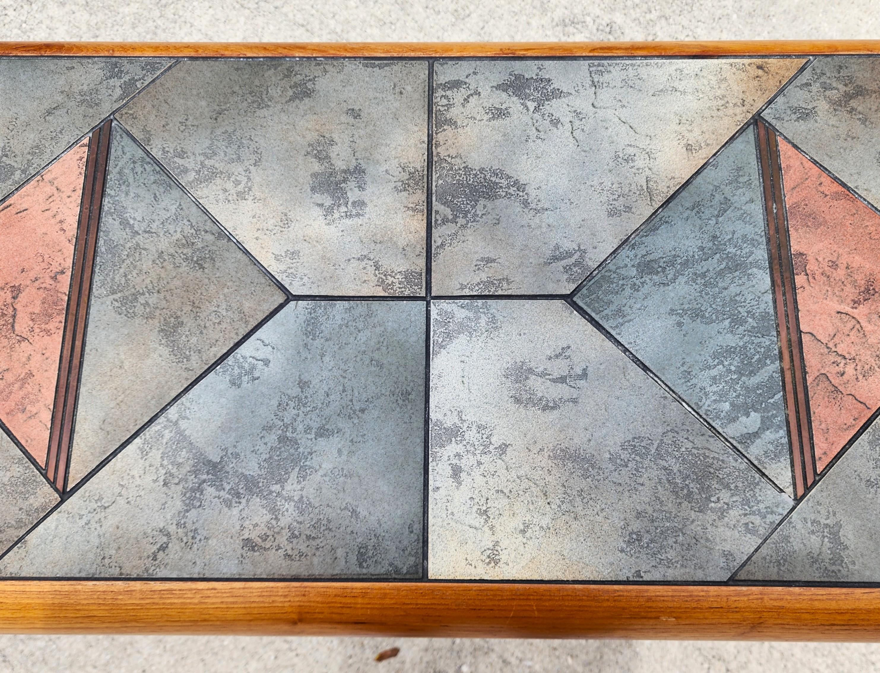 MCM Gangsø Møbler Slate Tile & Teak Console Table 1970s Danish Modern For Sale 1