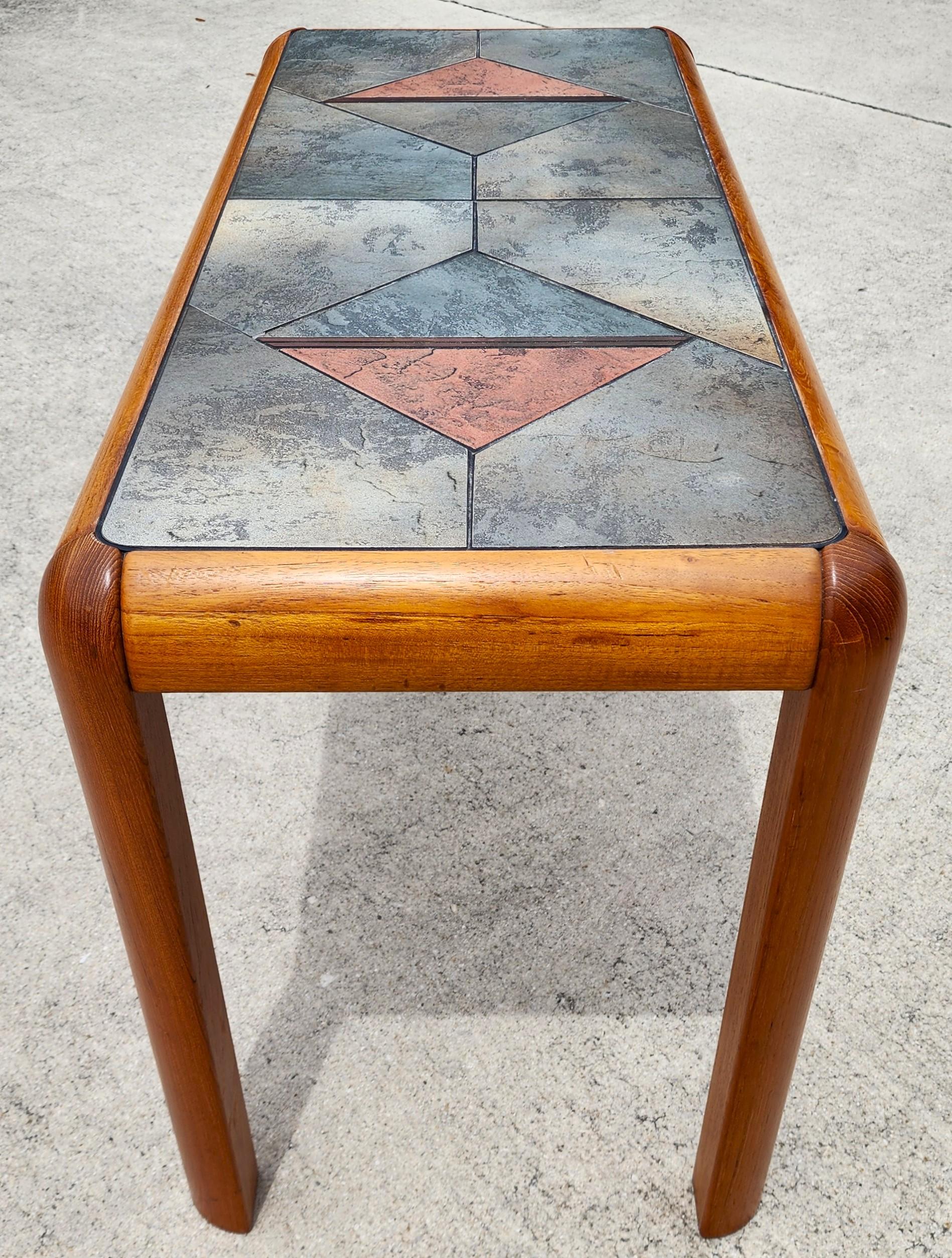 MCM Gangsø Møbler Slate Tile & Teak Console Table 1970s Danish Modern For Sale 3