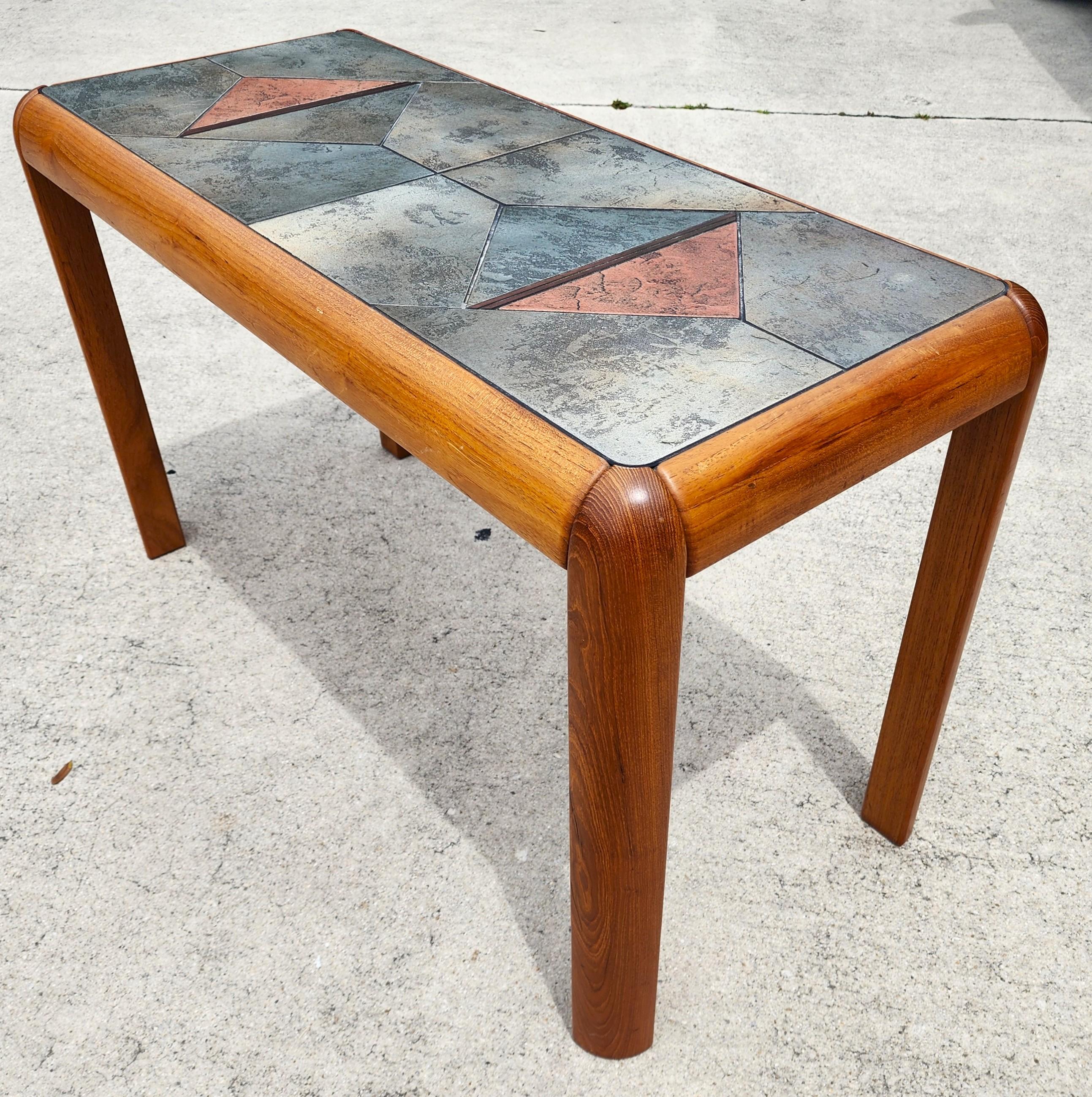 MCM Gangsø Møbler Slate Tile & Teak Console Table 1970s Danish Modern For Sale 4