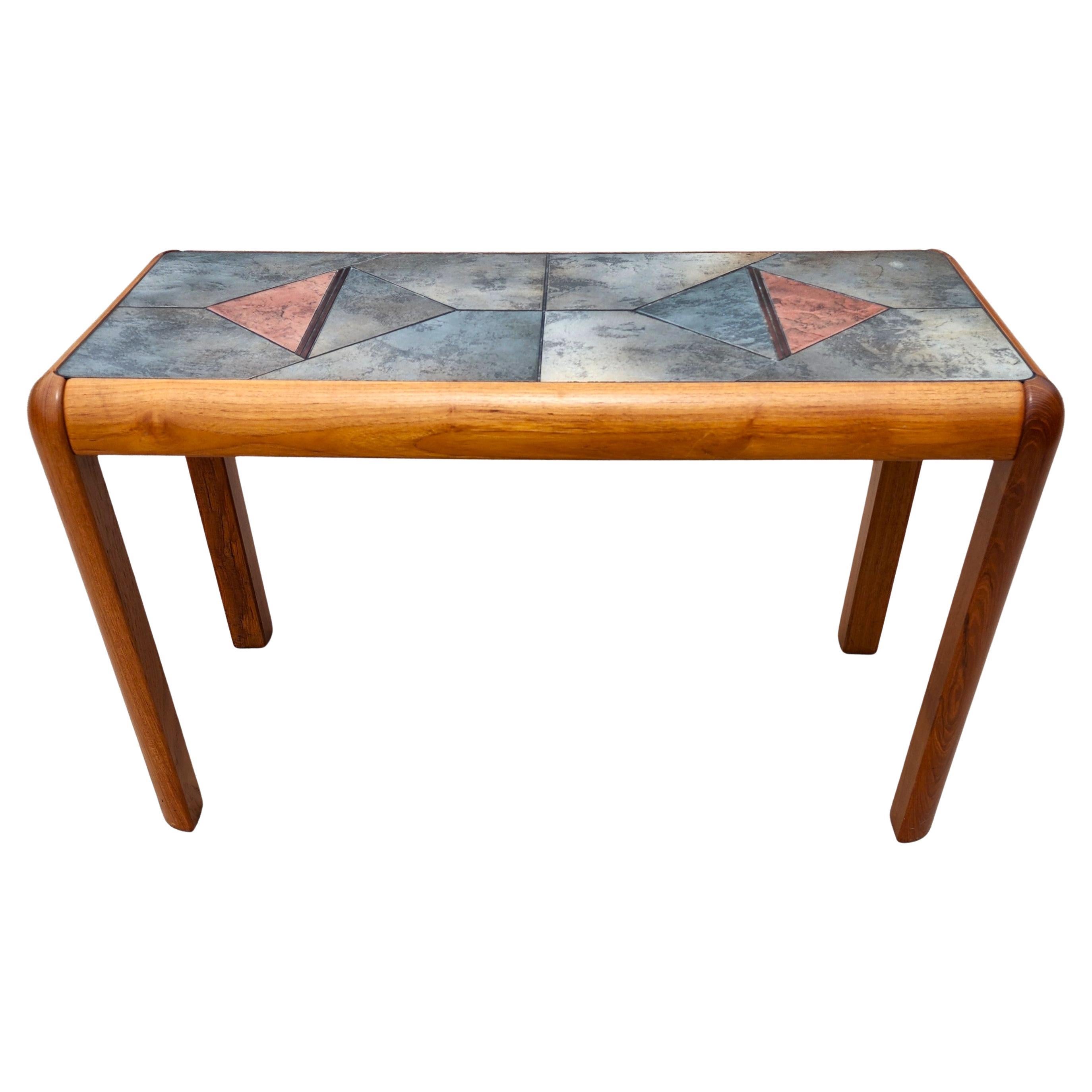 MCM Gangsø Møbler Slate Tile & Teak Console Table 1970s Danish Modern