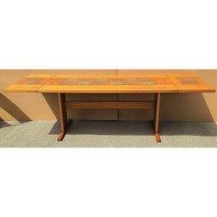 Dining Table by Gangso Mobler Teak & Botanical Tile Drop Leaf