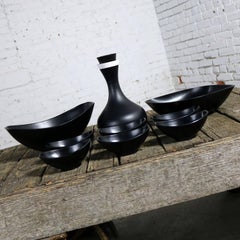 MCM Genie Black Carafe by David Douglas & Black Plastic Salad Set by Styson Art