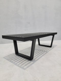MCM George Nelson Style Ebonized Slatted Platform Bench Coffee Table