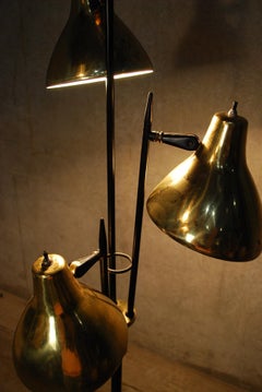 MCM Gerald Thurston Brass Ebony Floor Lamp