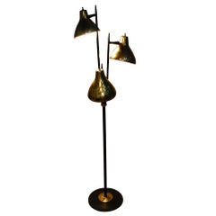 Vintage MCM Gerald Thurston Brass Ebony Floor Lamp