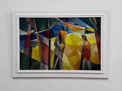 MCM Artista abstracto alemán Paul Magar - Cubista y orfismo Pintura al óleo sobre tabla