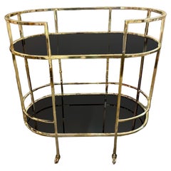 MCM German Brass and Glass Bar Cart