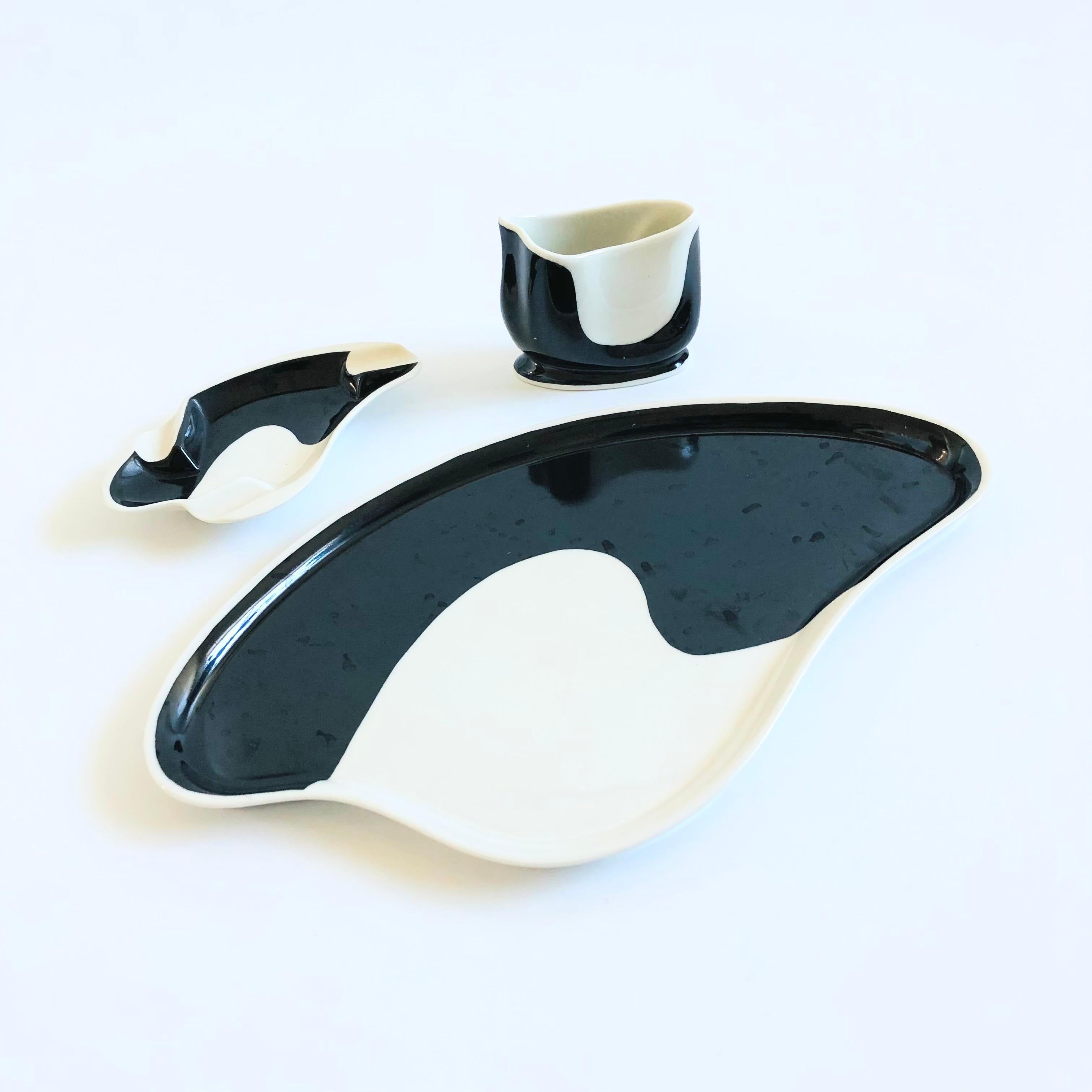Mid-Century Modern MCM German Porcelain Dish Set - 3 Pieces - Ashtray, Cup, and Tray For Sale