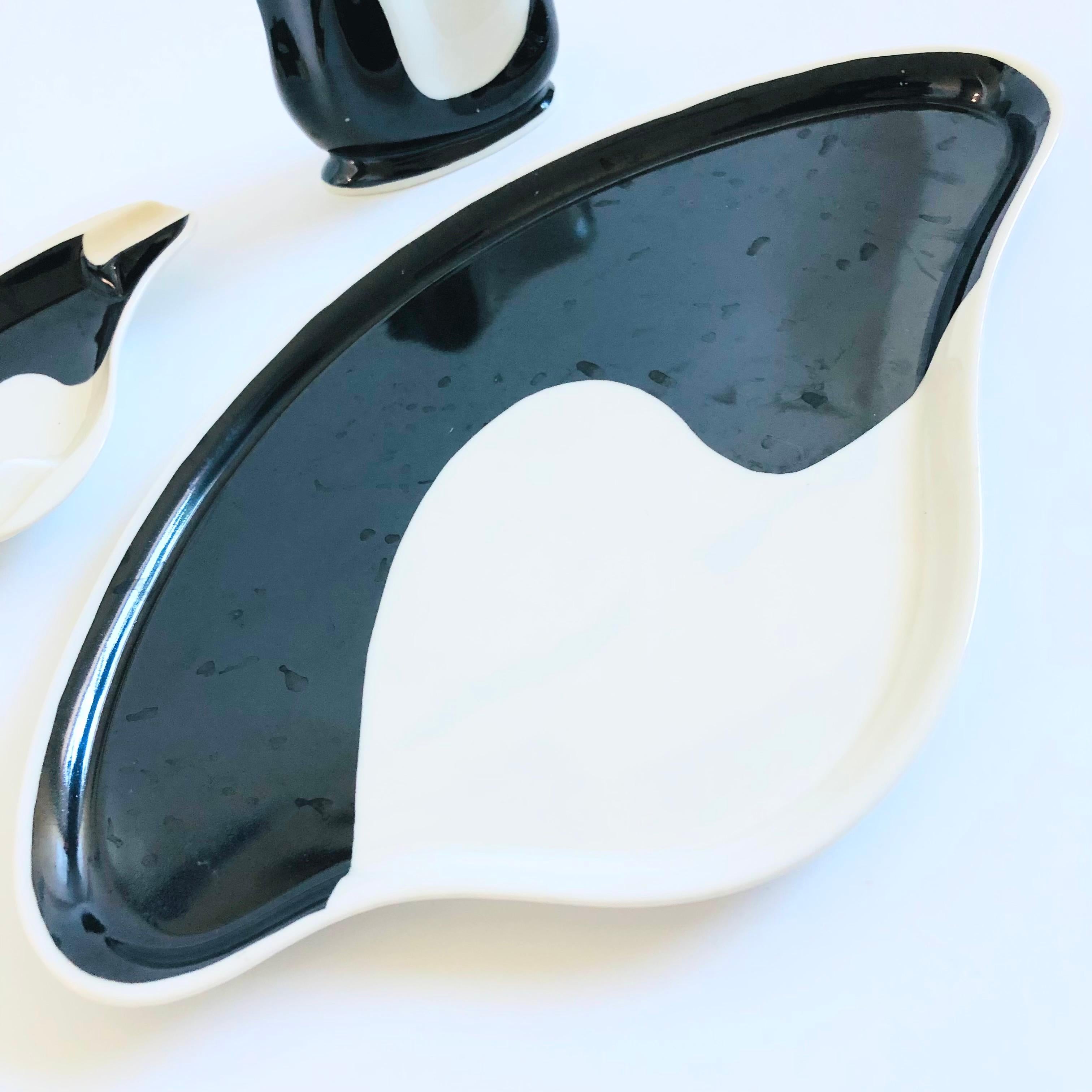 MCM German Porcelain Dish Set - 3 Pieces - Ashtray, Cup, and Tray In Good Condition For Sale In Fairfield, CA