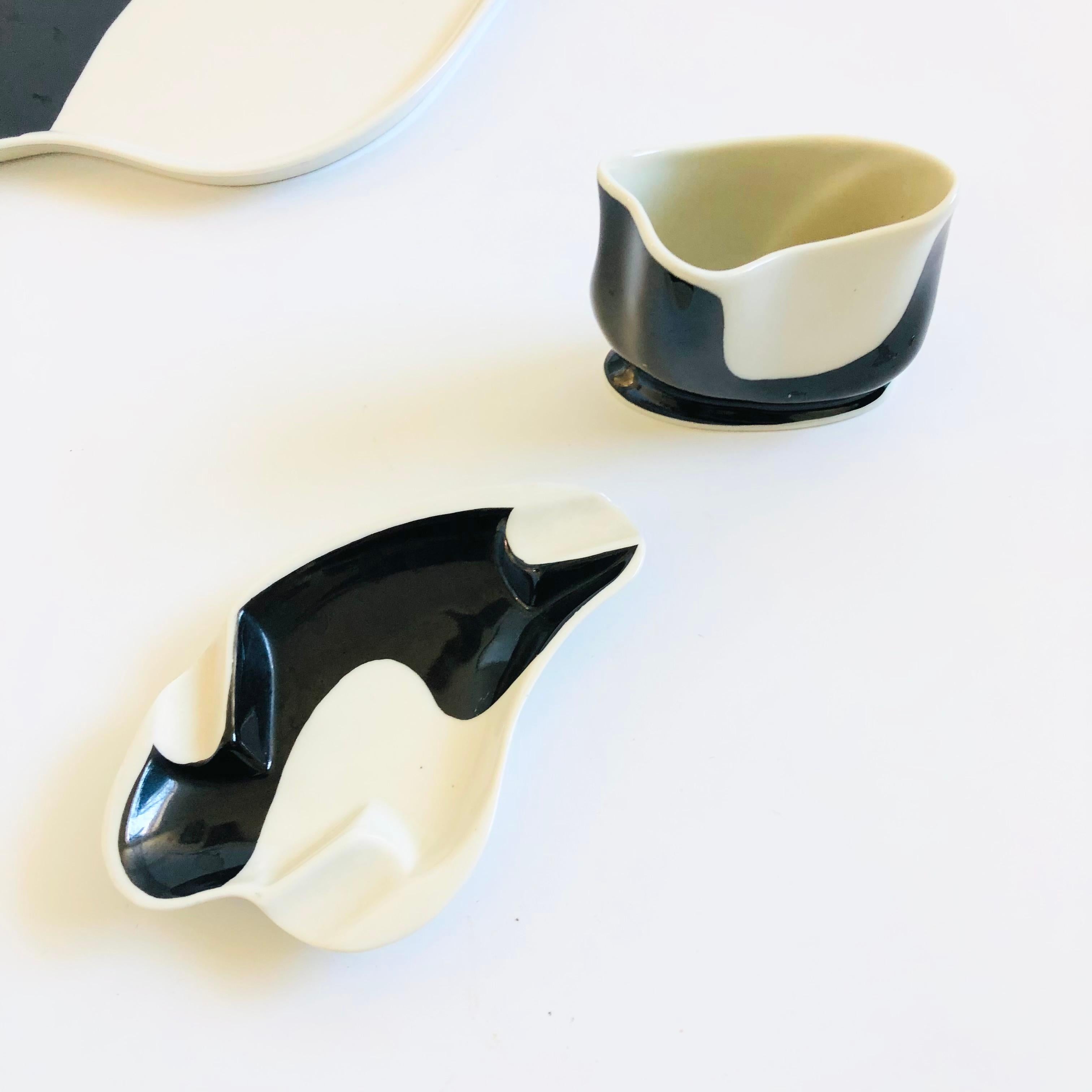 MCM German Porcelain Dish Set - 3 Pieces - Ashtray, Cup, and Tray For Sale 1