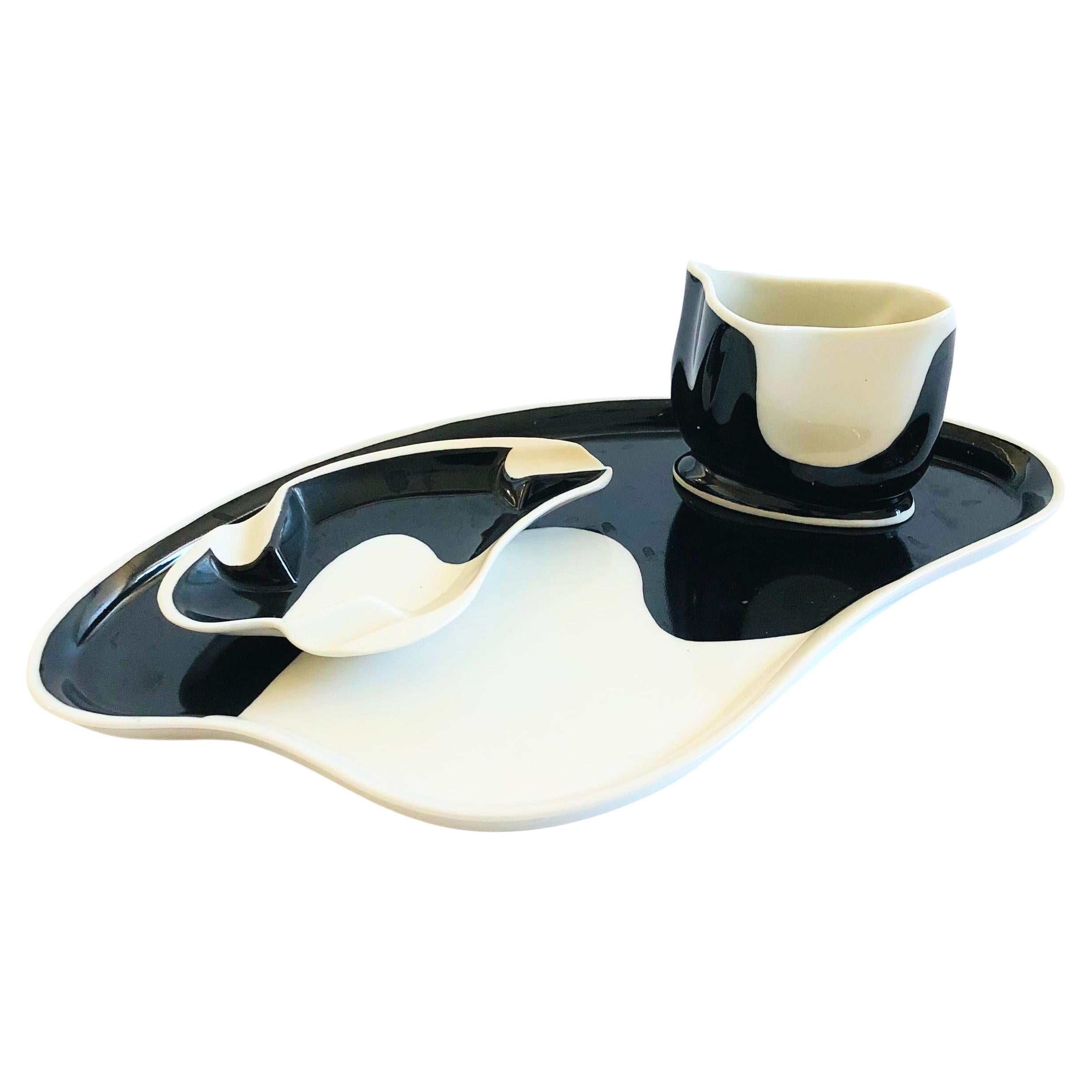 MCM German Porcelain Dish Set - 3 Pieces - Ashtray, Cup, and Tray For Sale