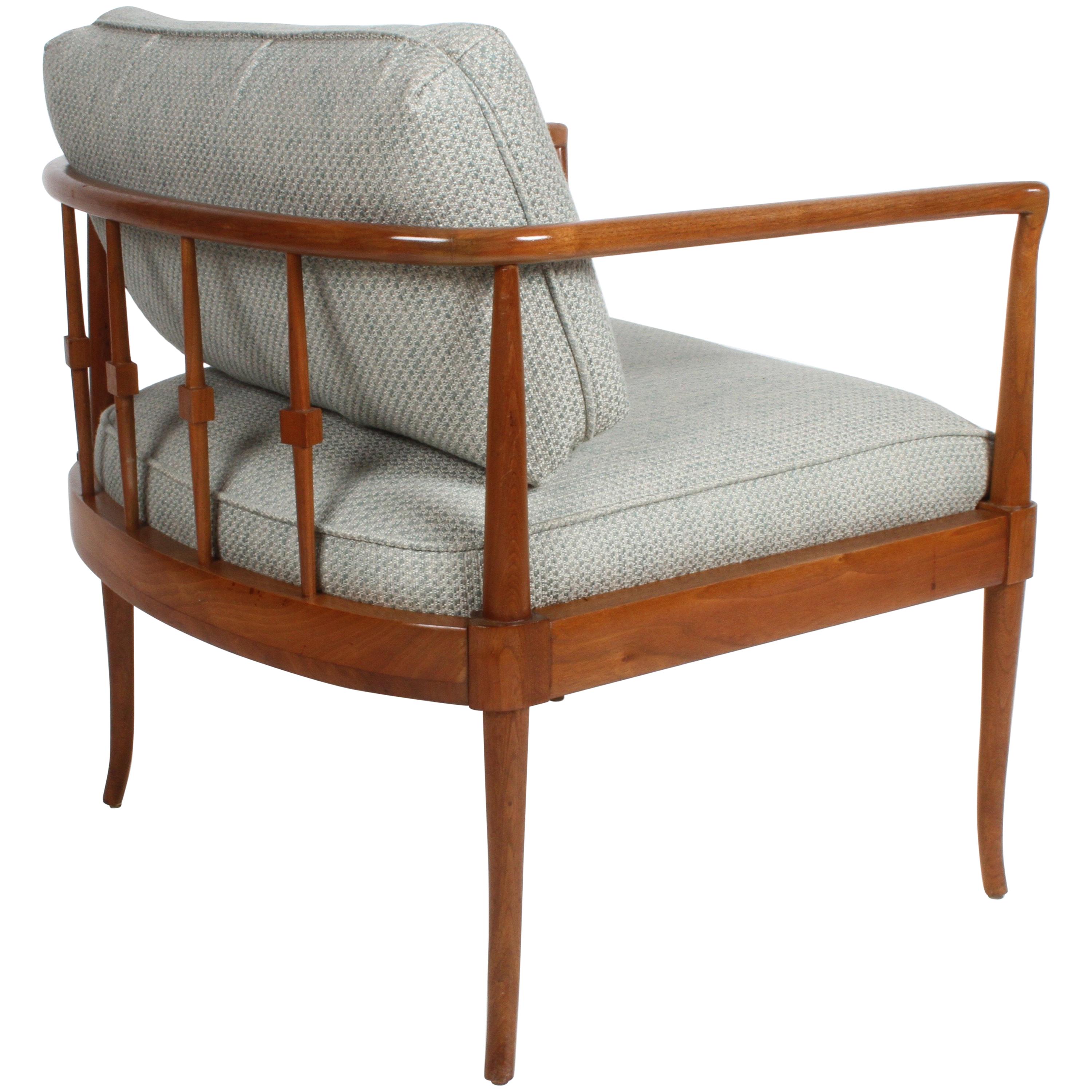MCM Gerry Zanck for Gregori Sculpted Walnut Lounge Chair with splayed legs