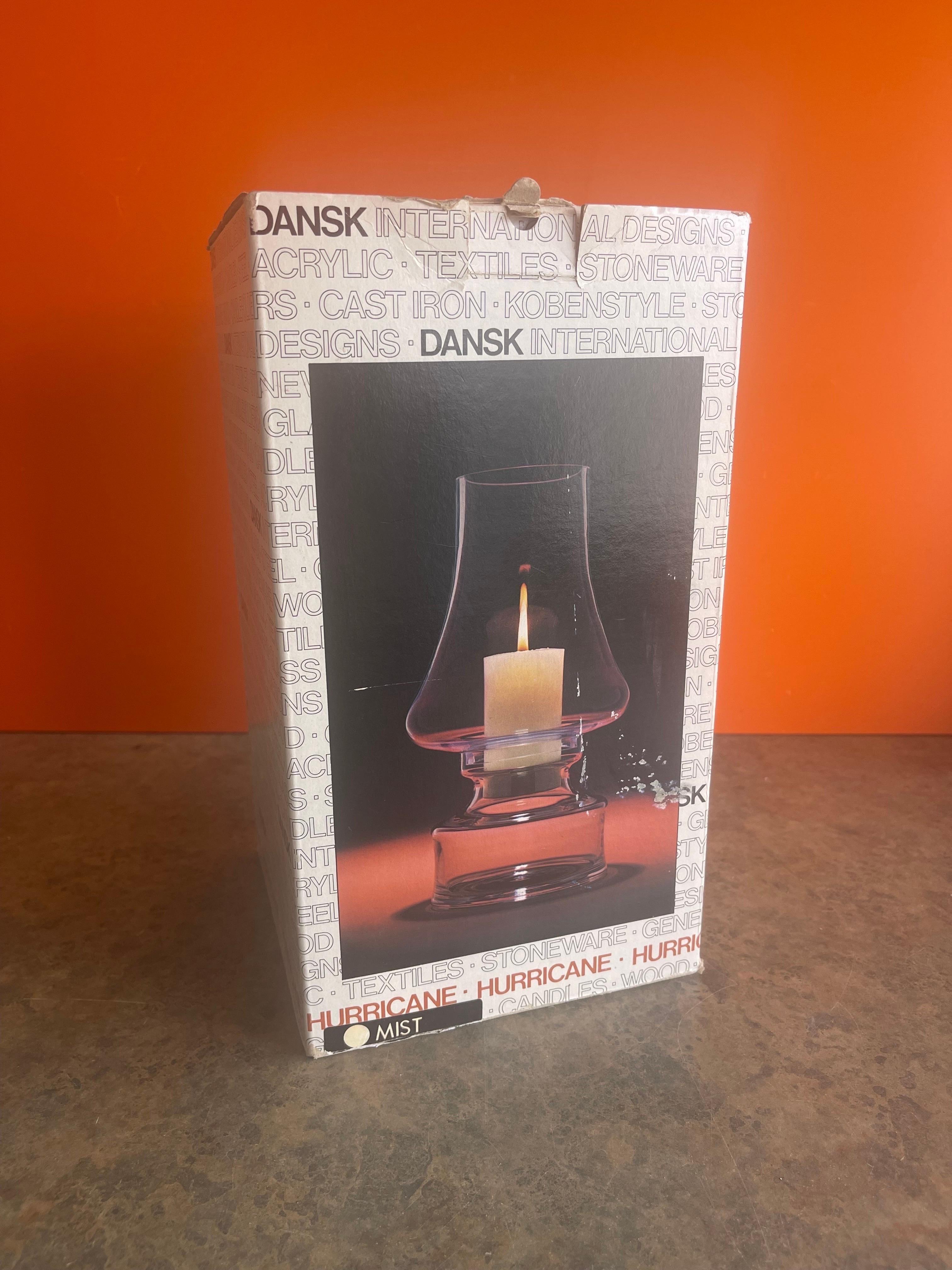 Scandinavian Modern MCM Glass Hurricane Lamp in Box by Dansk For Sale