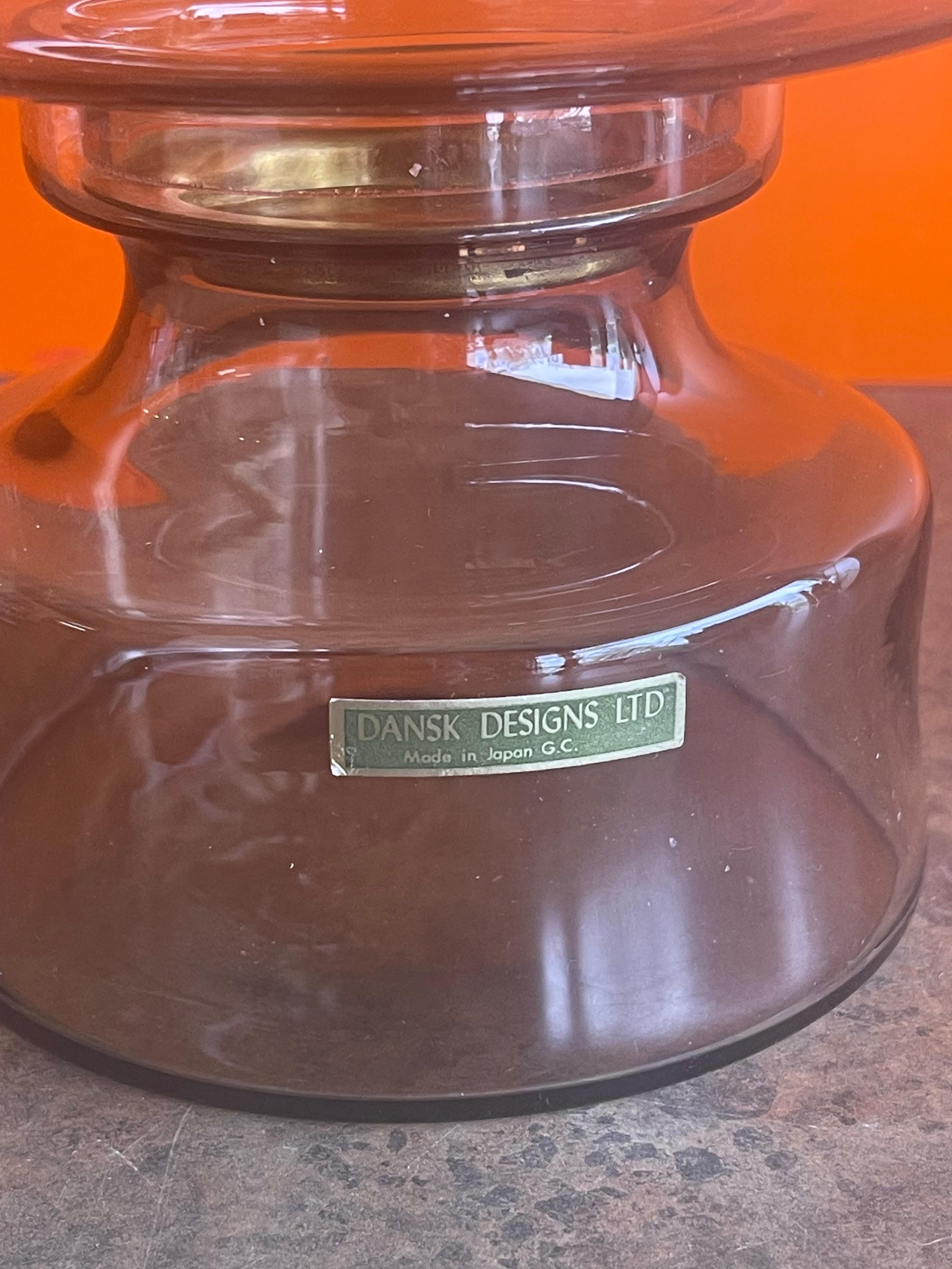 MCM Glass Hurricane Lamp in Box by Dansk In Excellent Condition For Sale In San Diego, CA