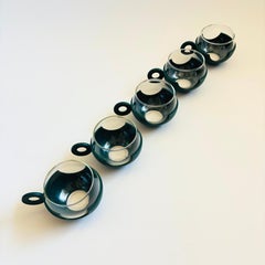 MCM Glass Mugs in Plastic Holders - Set of 5