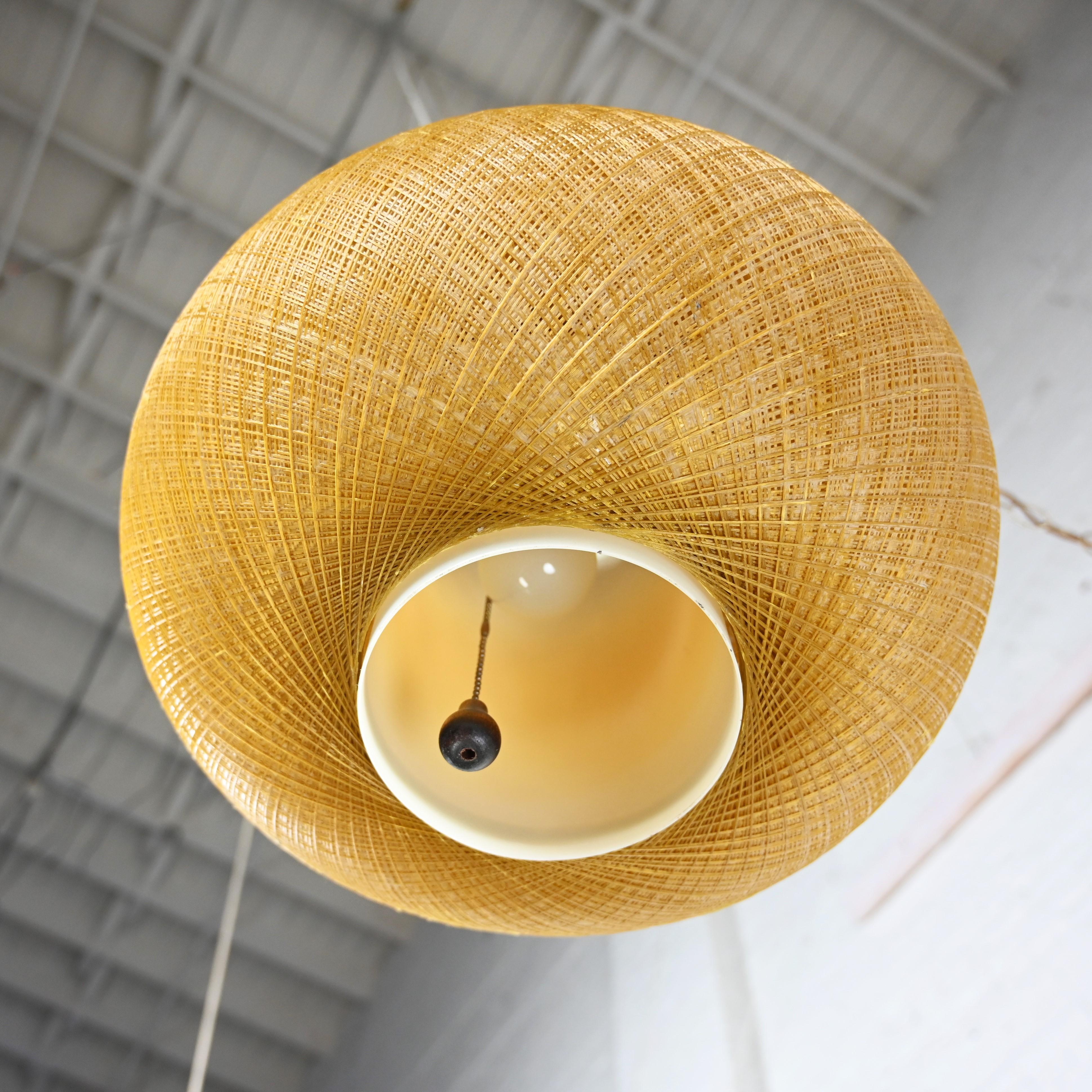 MCM Gold Spun Fiberglass String Swag Pendant Hanging Light Fixture or Lamp For Sale 7