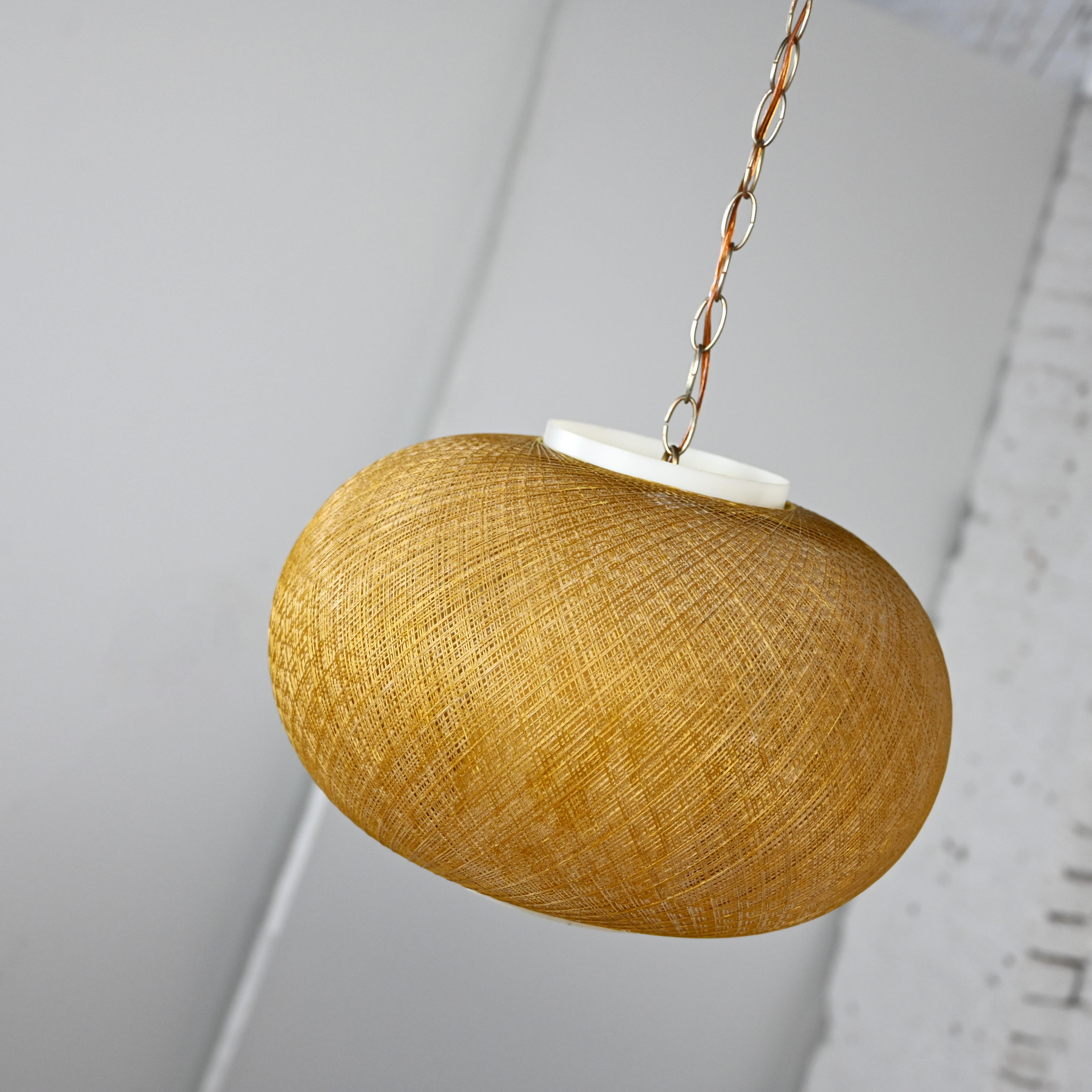 MCM Gold Spun Fiberglass String Swag Pendant Hanging Light Fixture or Lamp For Sale 8